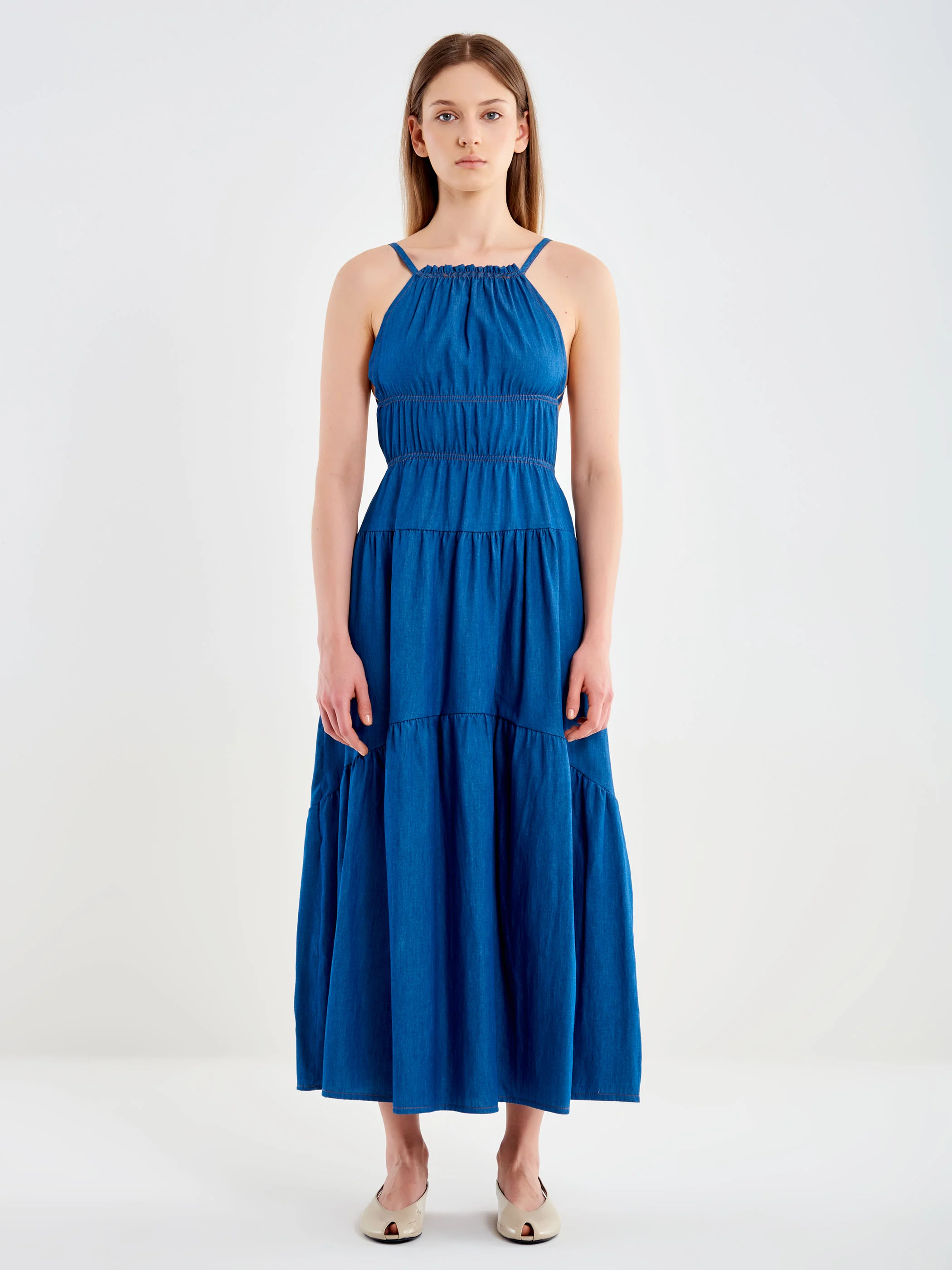 Abito in Chambray con Balze - Image 2