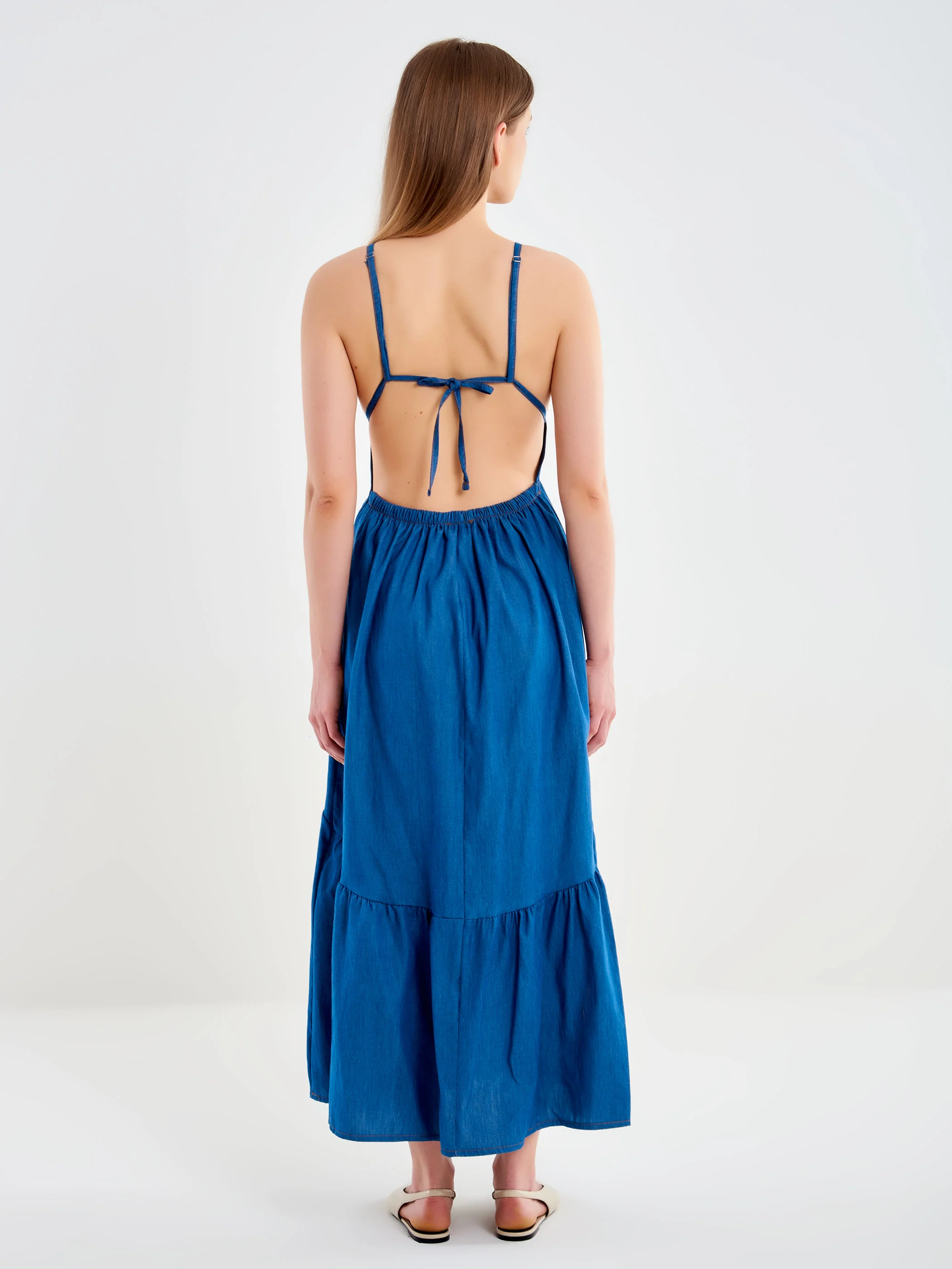 Abito in Chambray con Balze - Image 3