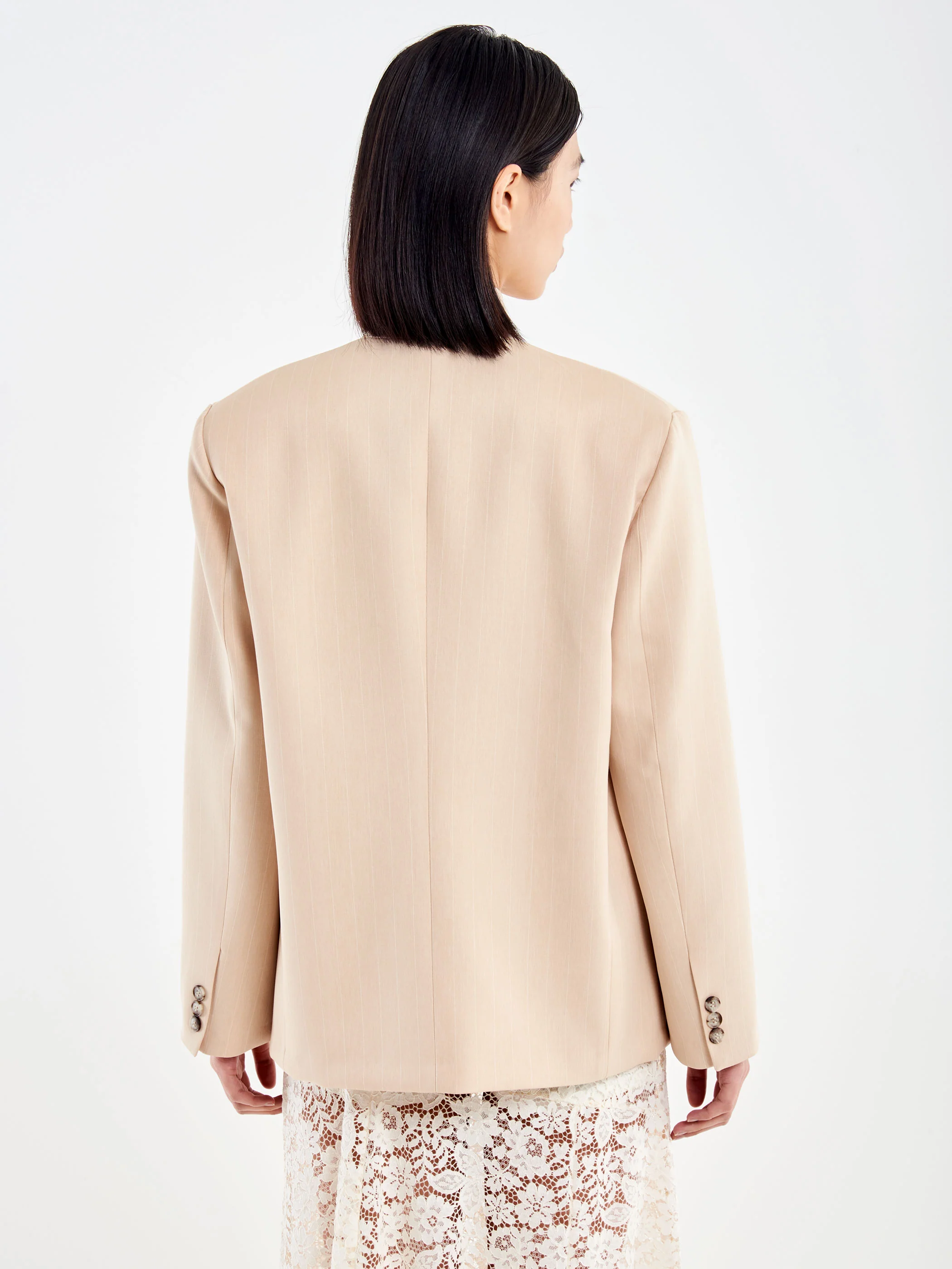 Blazer Collo Alto Tessuto Gessato - Image 3