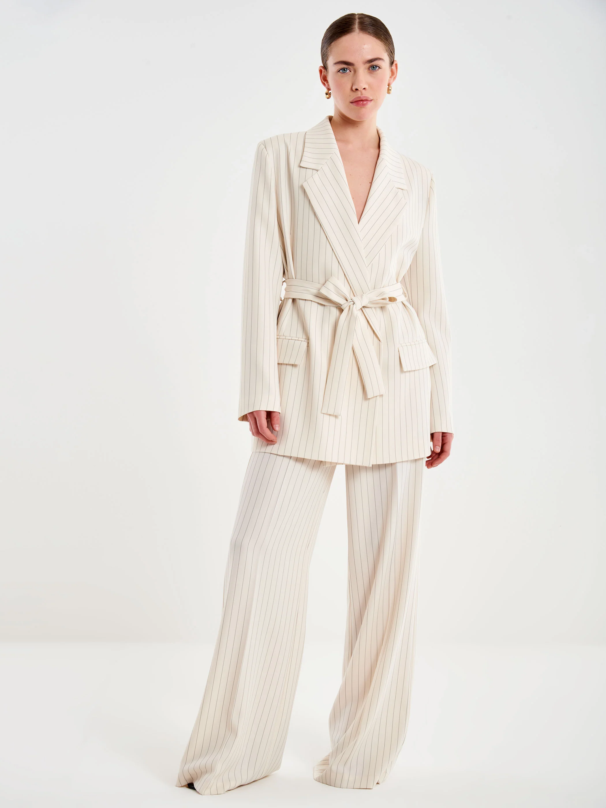 Blazer Gessato con Cintura