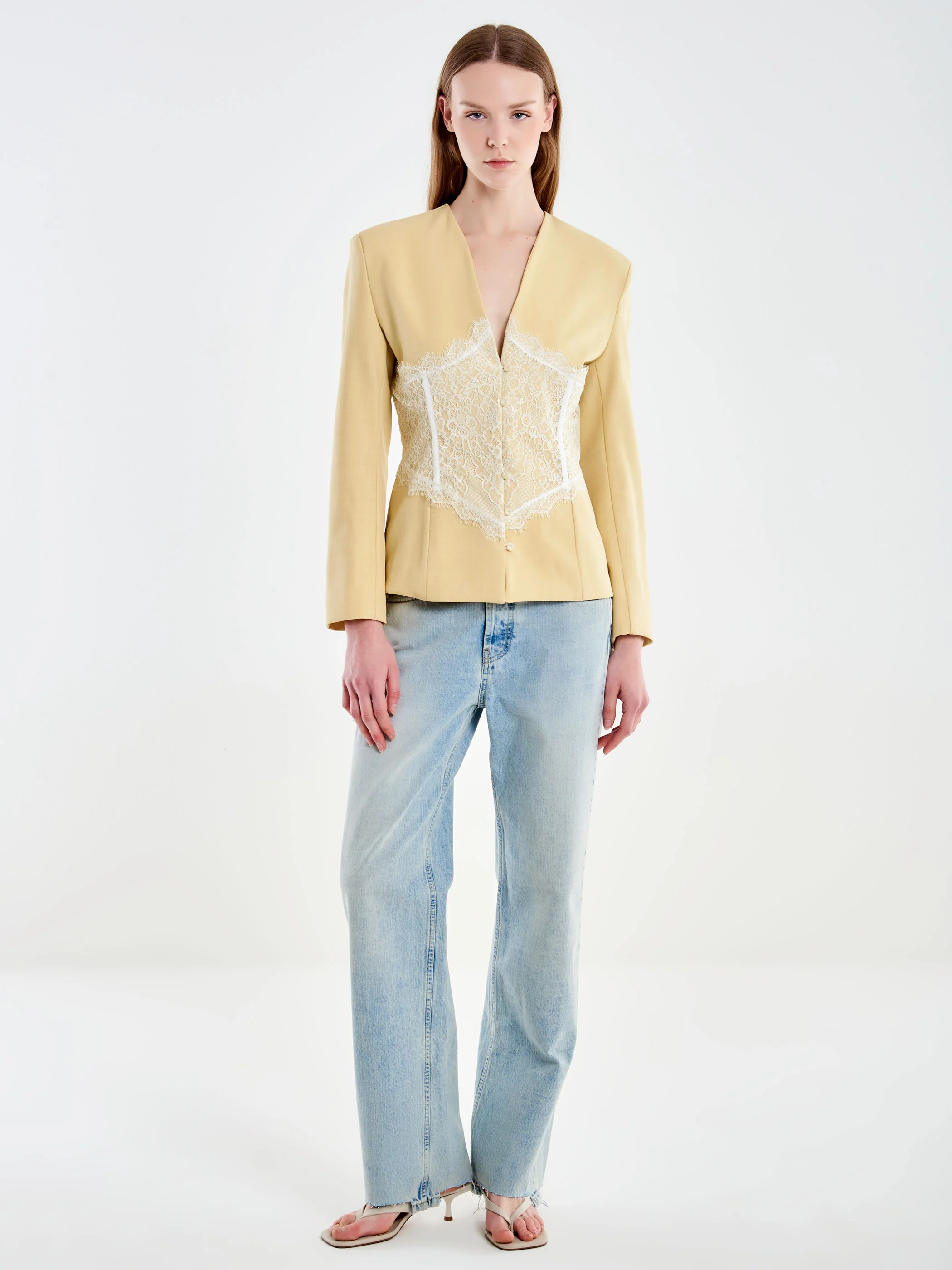 Blazer con Corpetto in Pizzo