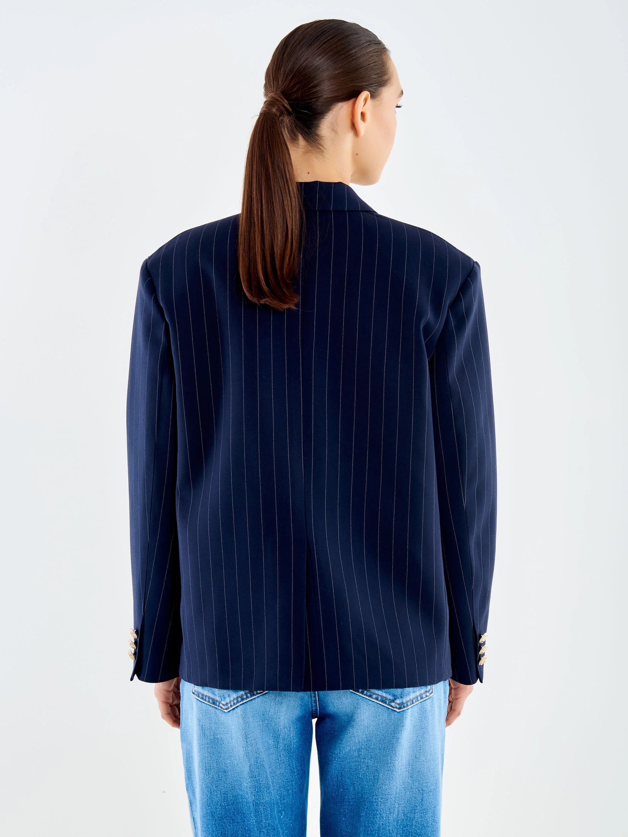 Blazer Doppiopetto Gessato Bottoni Dorati - Image 3