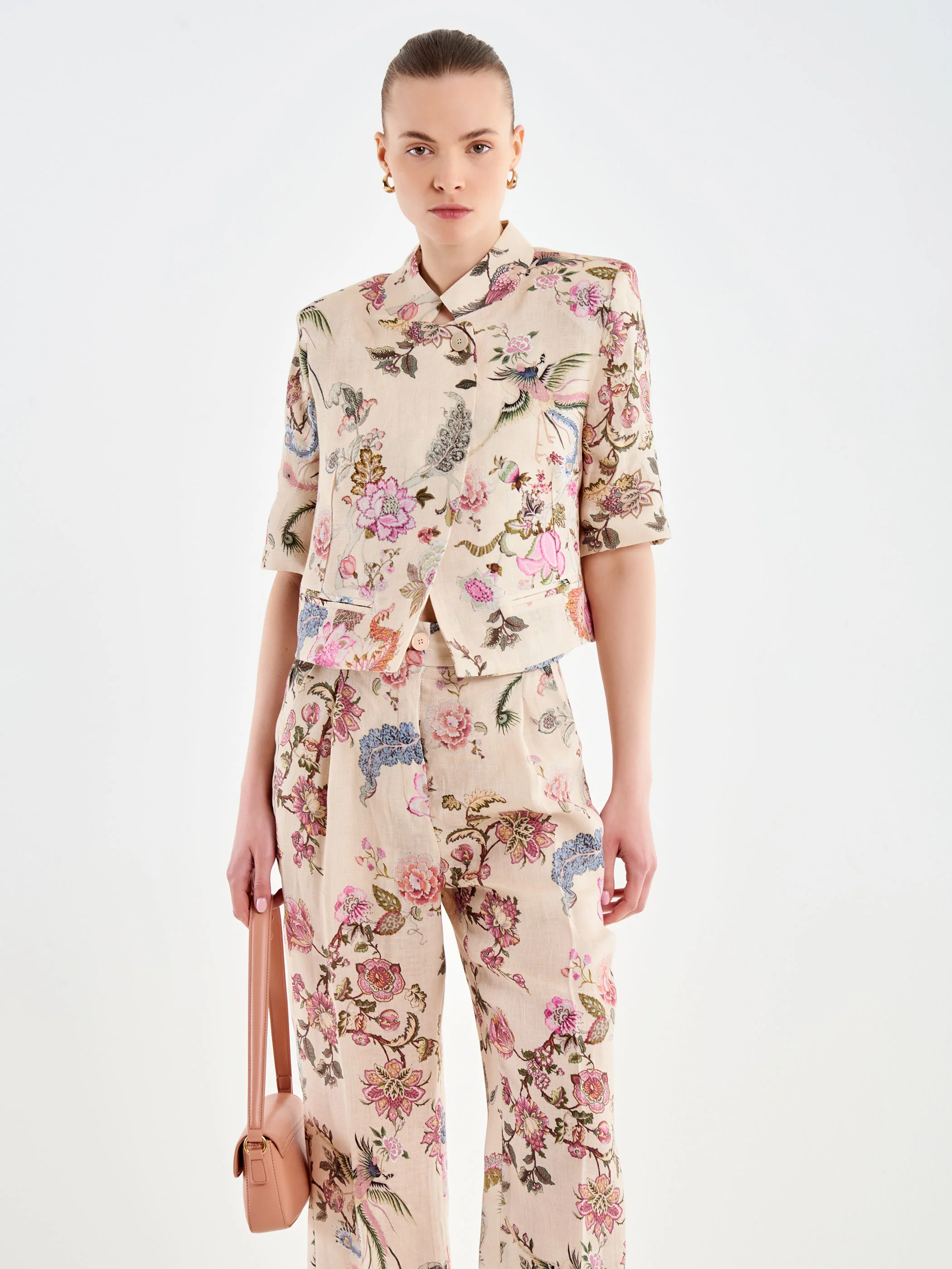 Blazer in Lino Fantasia a Fiori