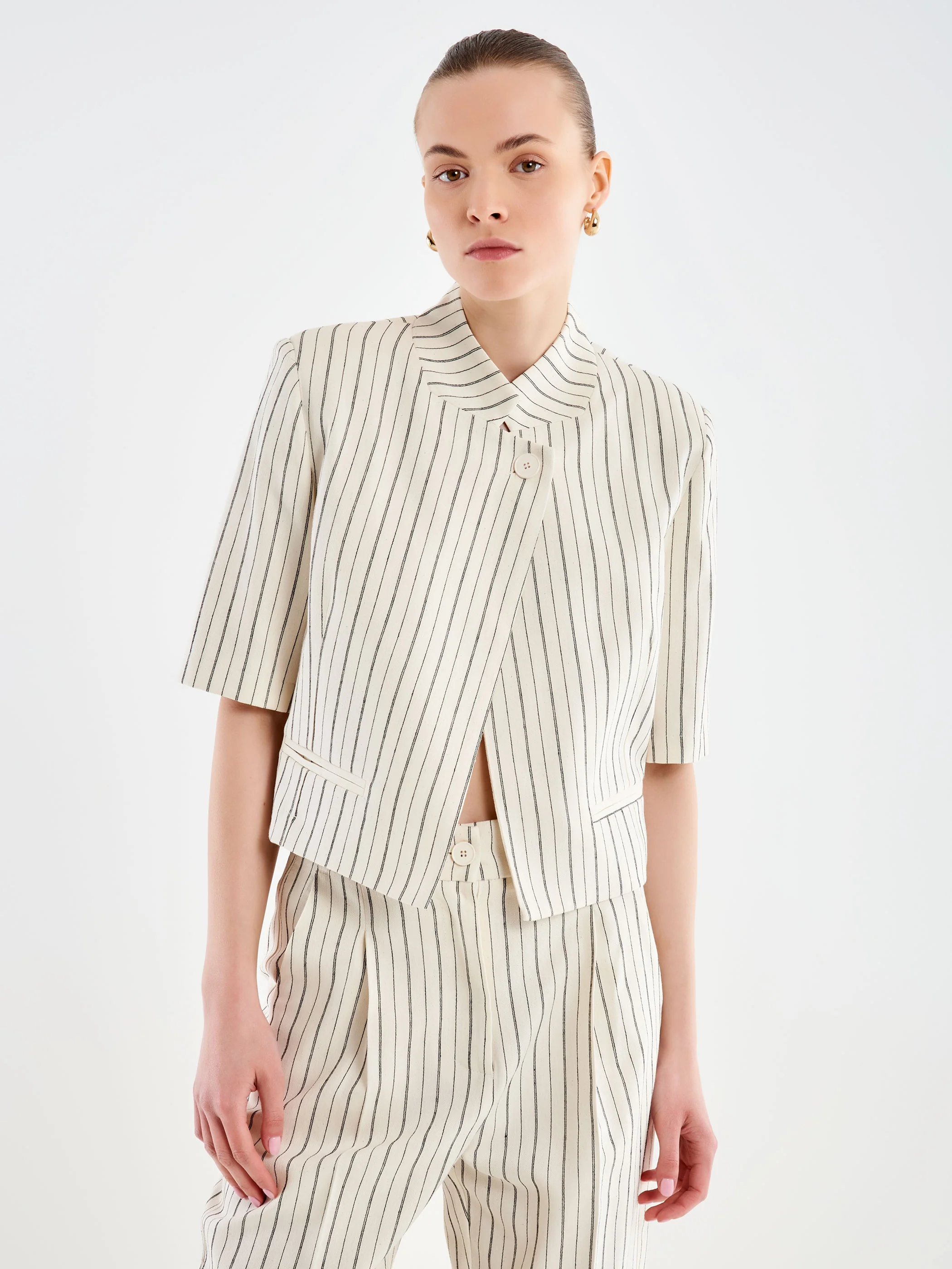 Blazer Maniche corte a Righe - Image 2