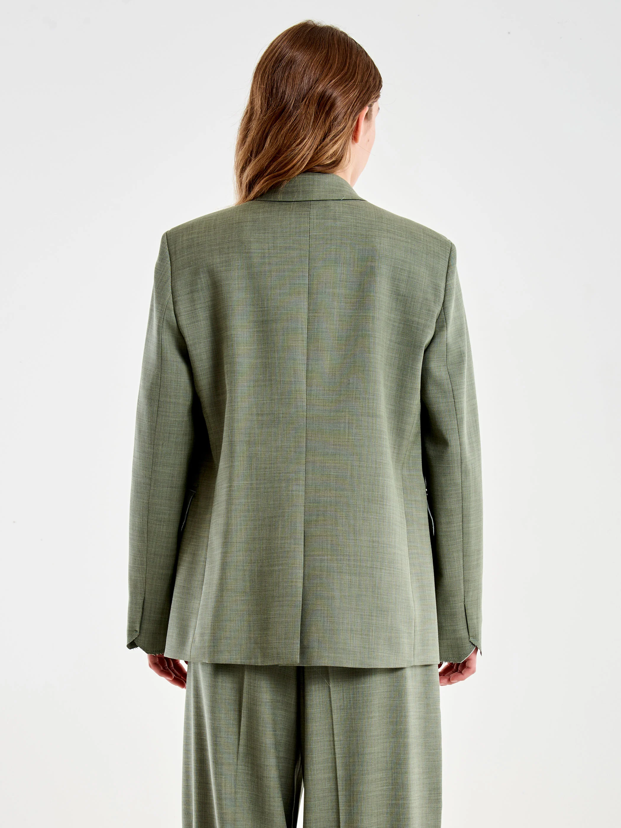 Blazer Origano Monopetto con Bordi Sfrangiati - Image 3