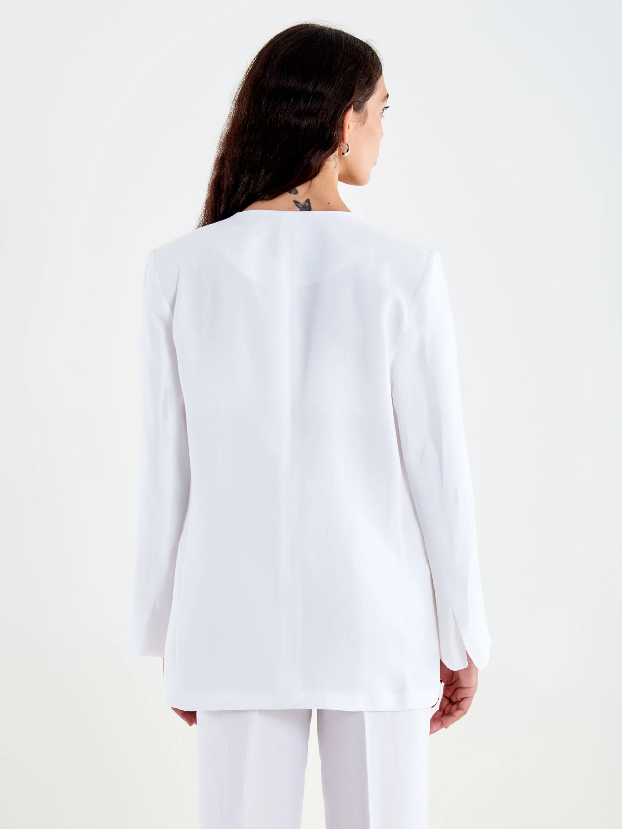 Blazer Senza Revers in Lino - Image 3