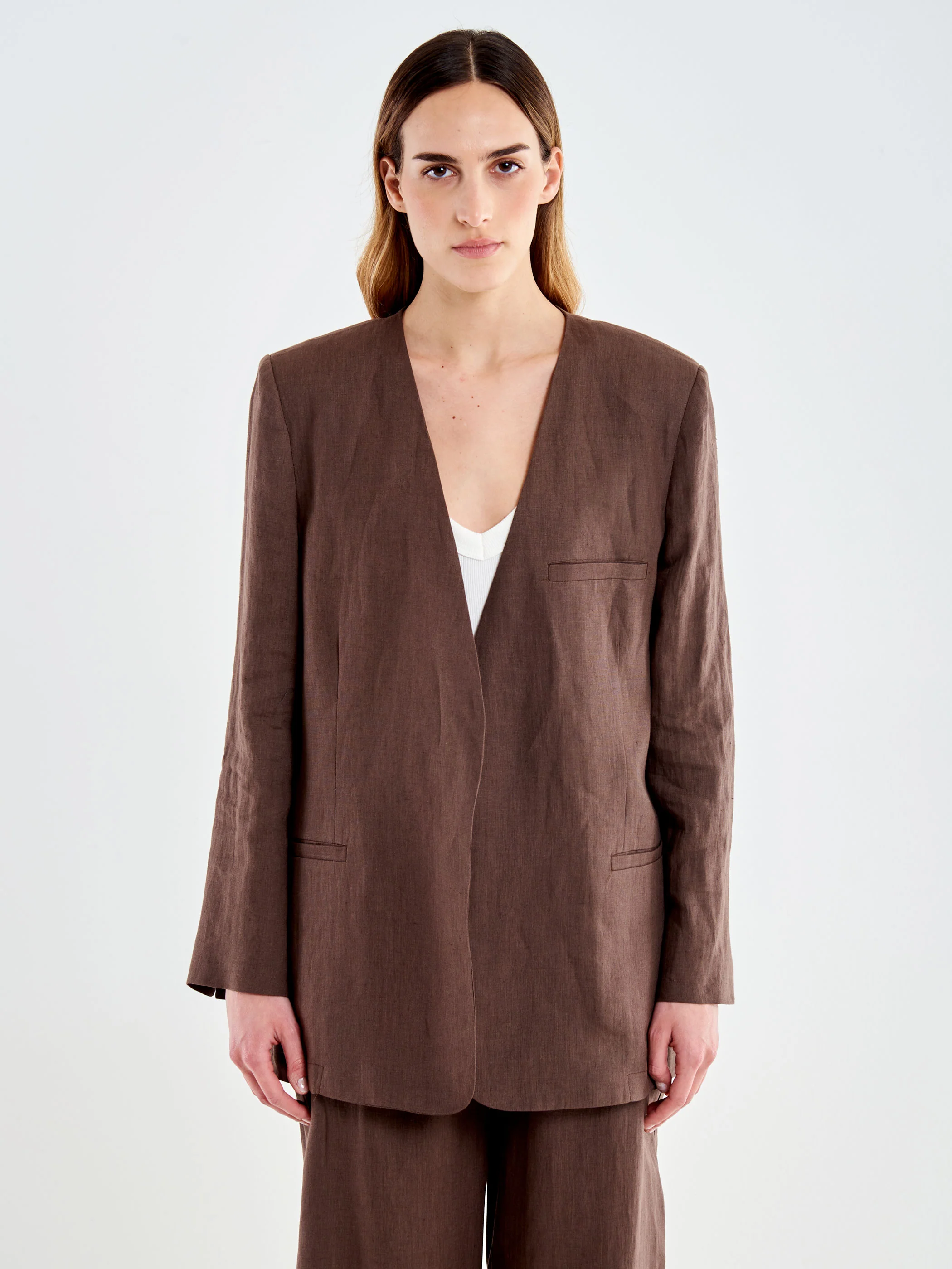 Blazer Senza Revers in Lino - Image 2