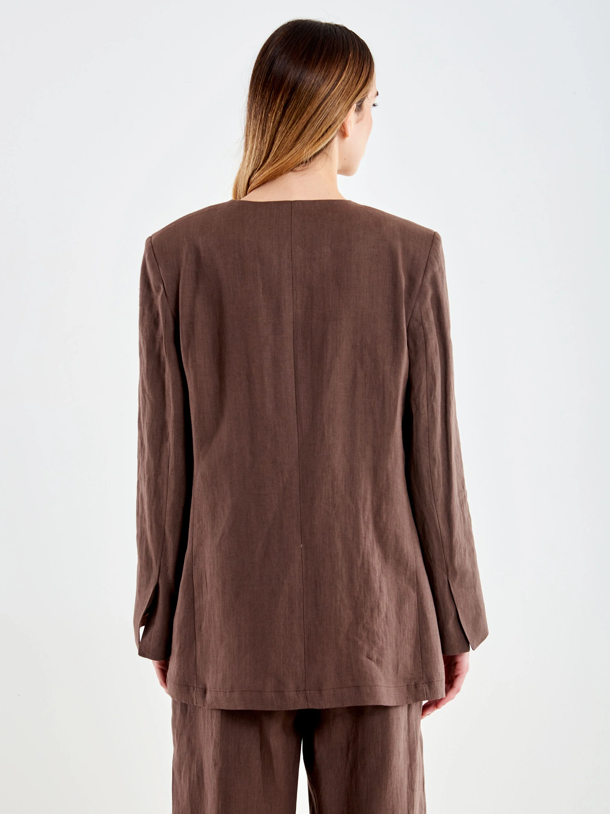 Blazer Senza Revers in Lino - Image 3