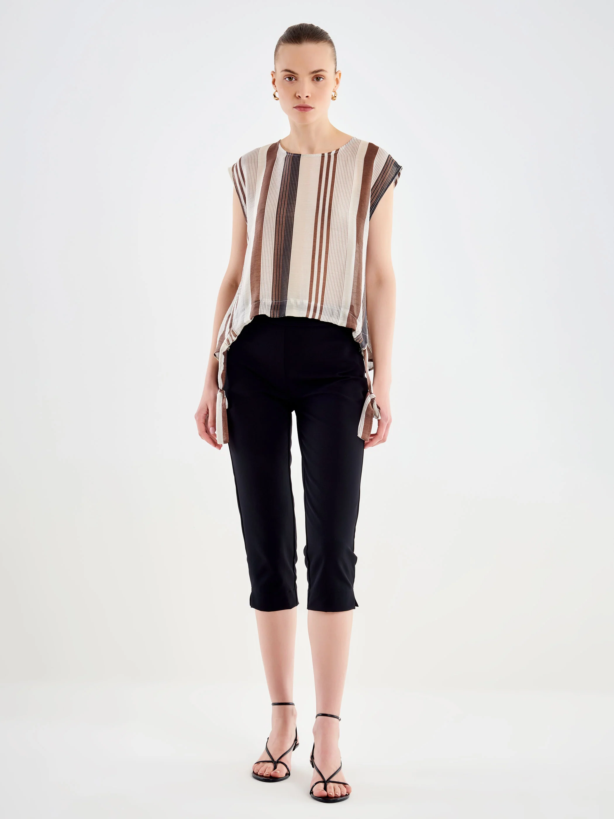Blusa a Righe con Coulisse sul Fondo
