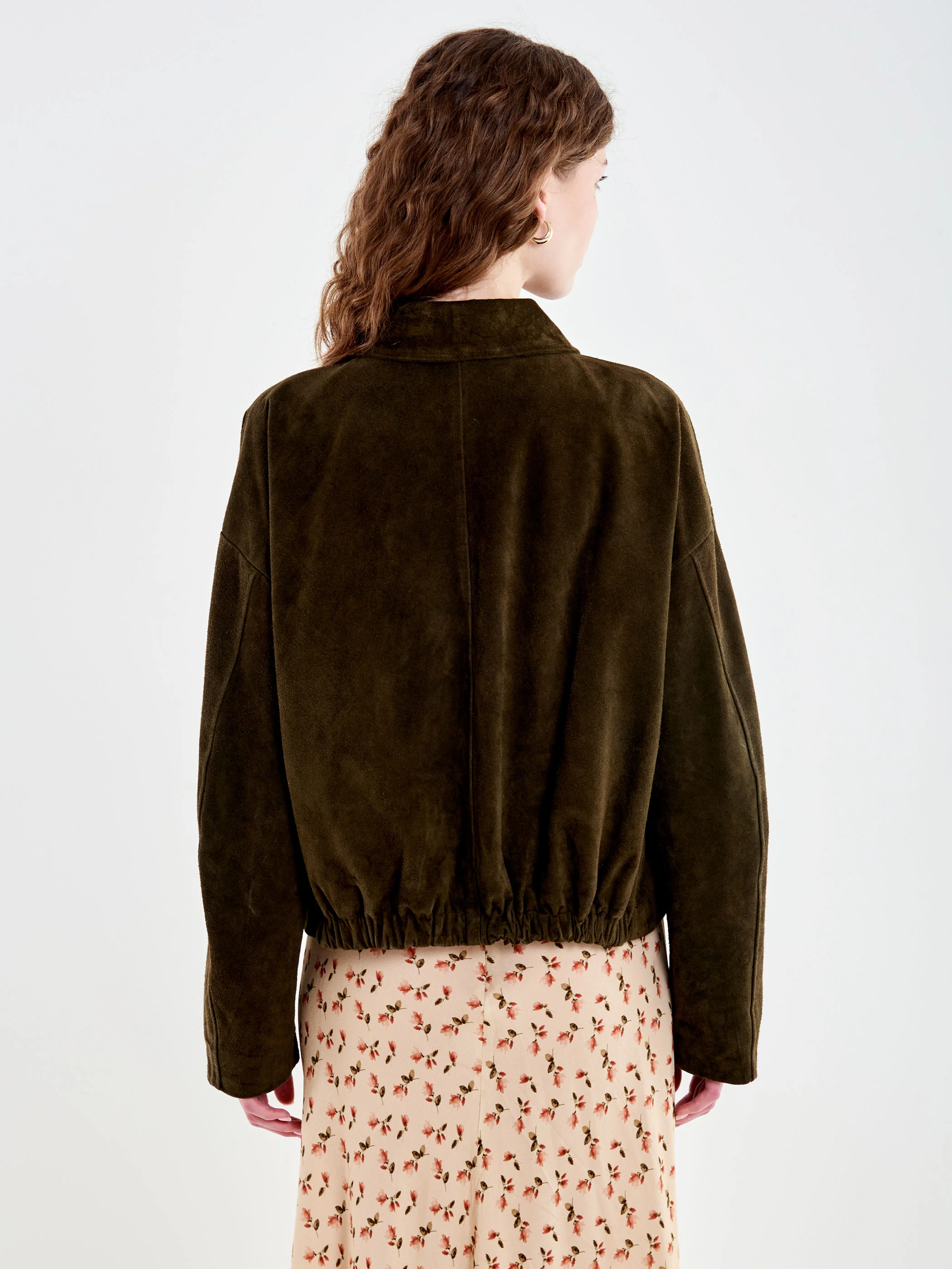 Bomber Scamosciato in Pelle con Tasche - Image 3