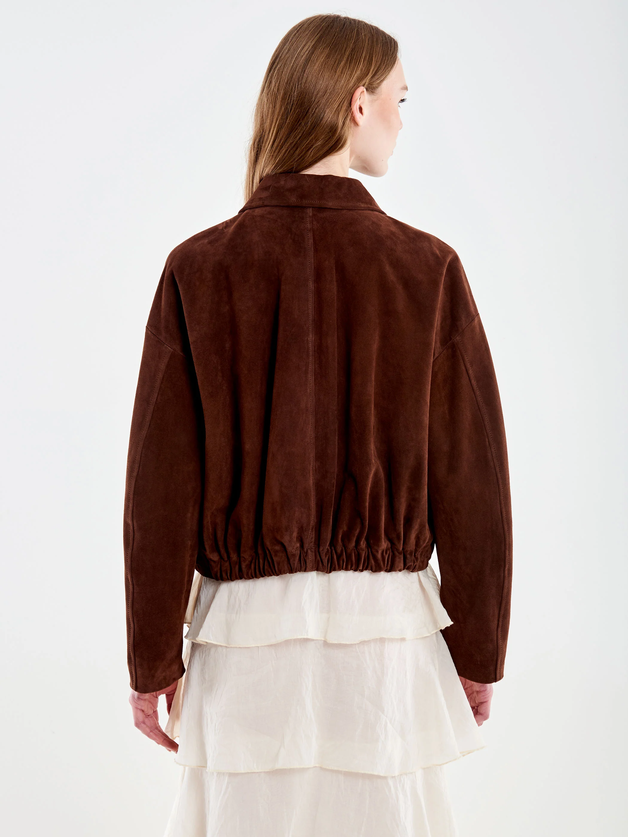 Bomber Scamosciato in Pelle con Tasche - Image 3