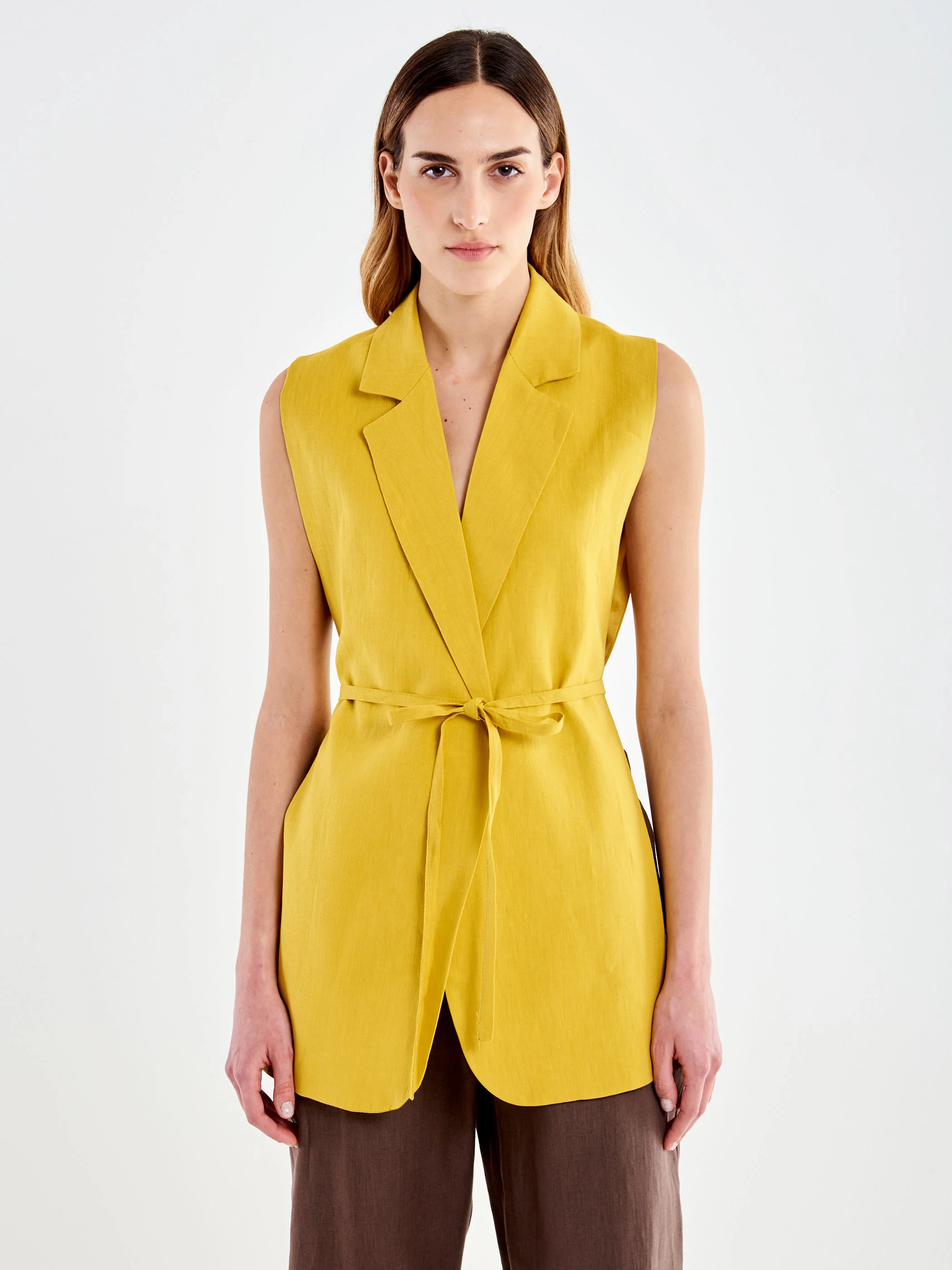 Gilet con Fianchi aperti in Lino - Image 2