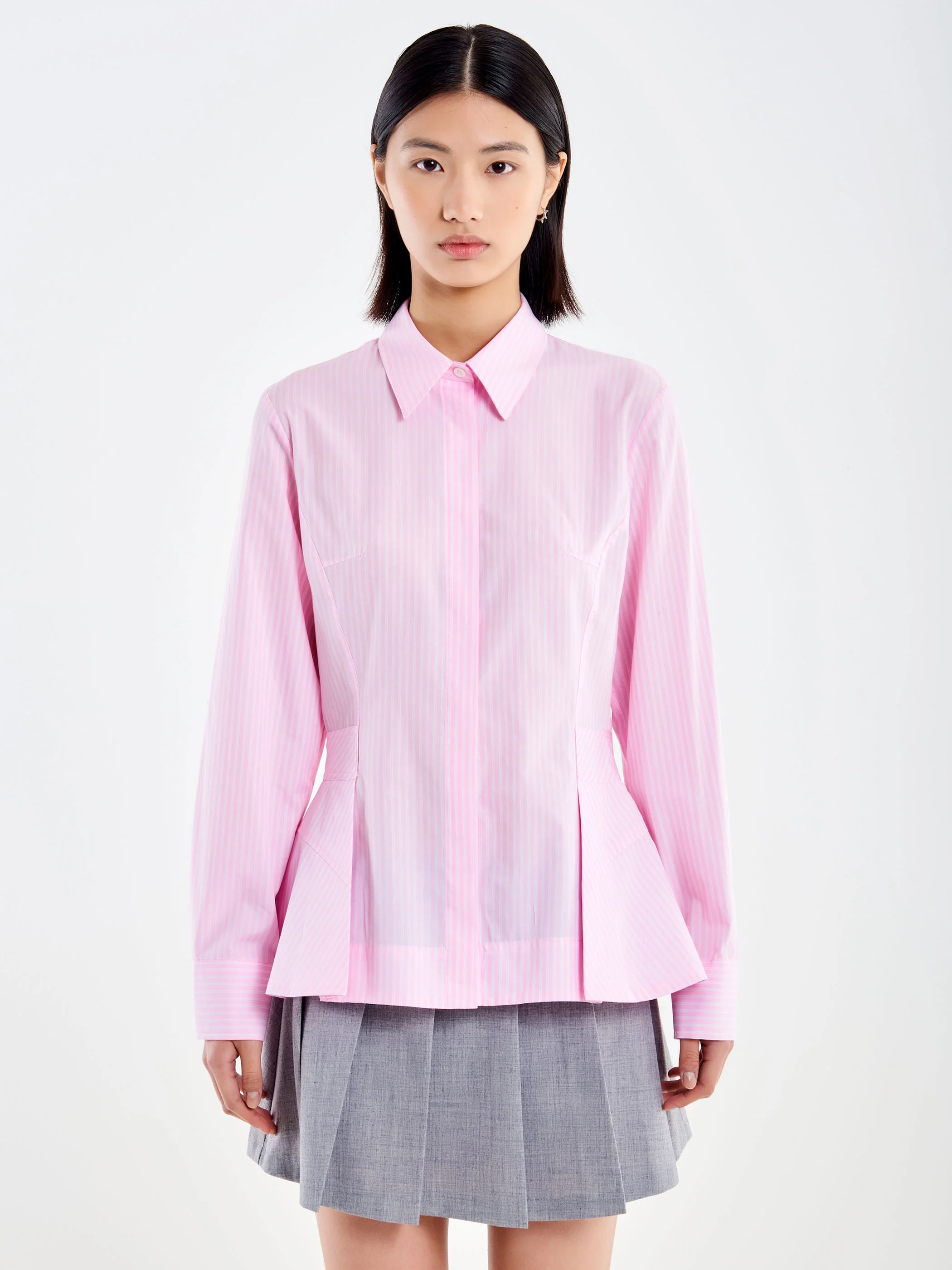 Camicia a Righe con Peplo Strutturato - Image 2