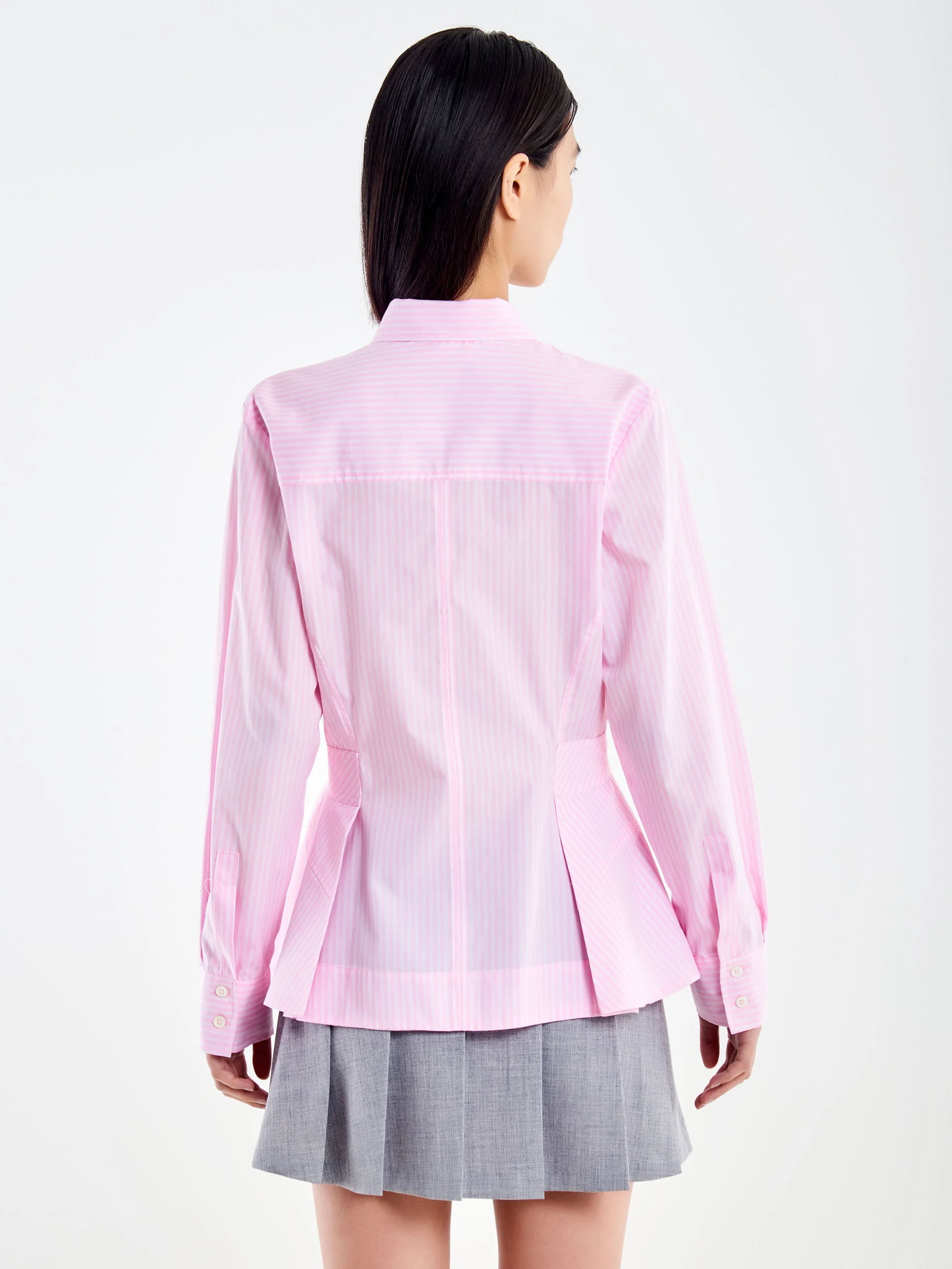 Camicia a Righe con Peplo Strutturato - Image 3