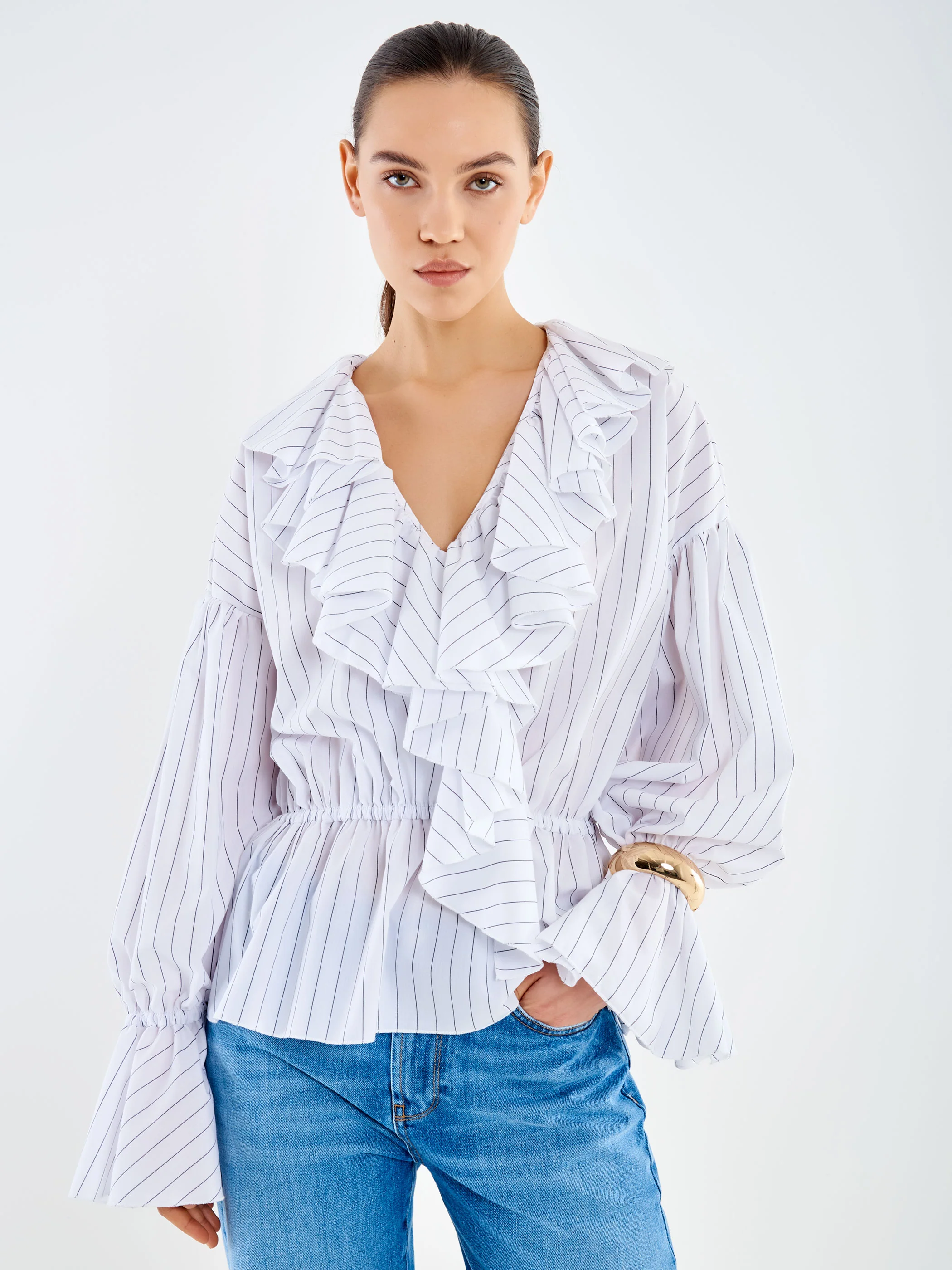 Camicia a Righe con Volant