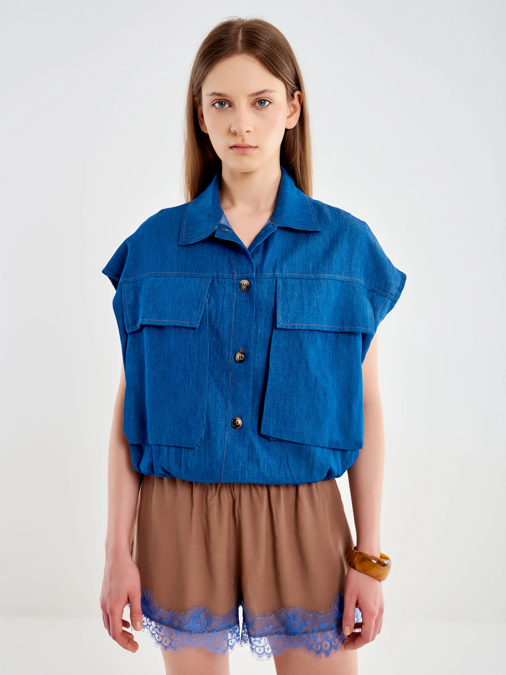 Camicia in Chambray Smanicata