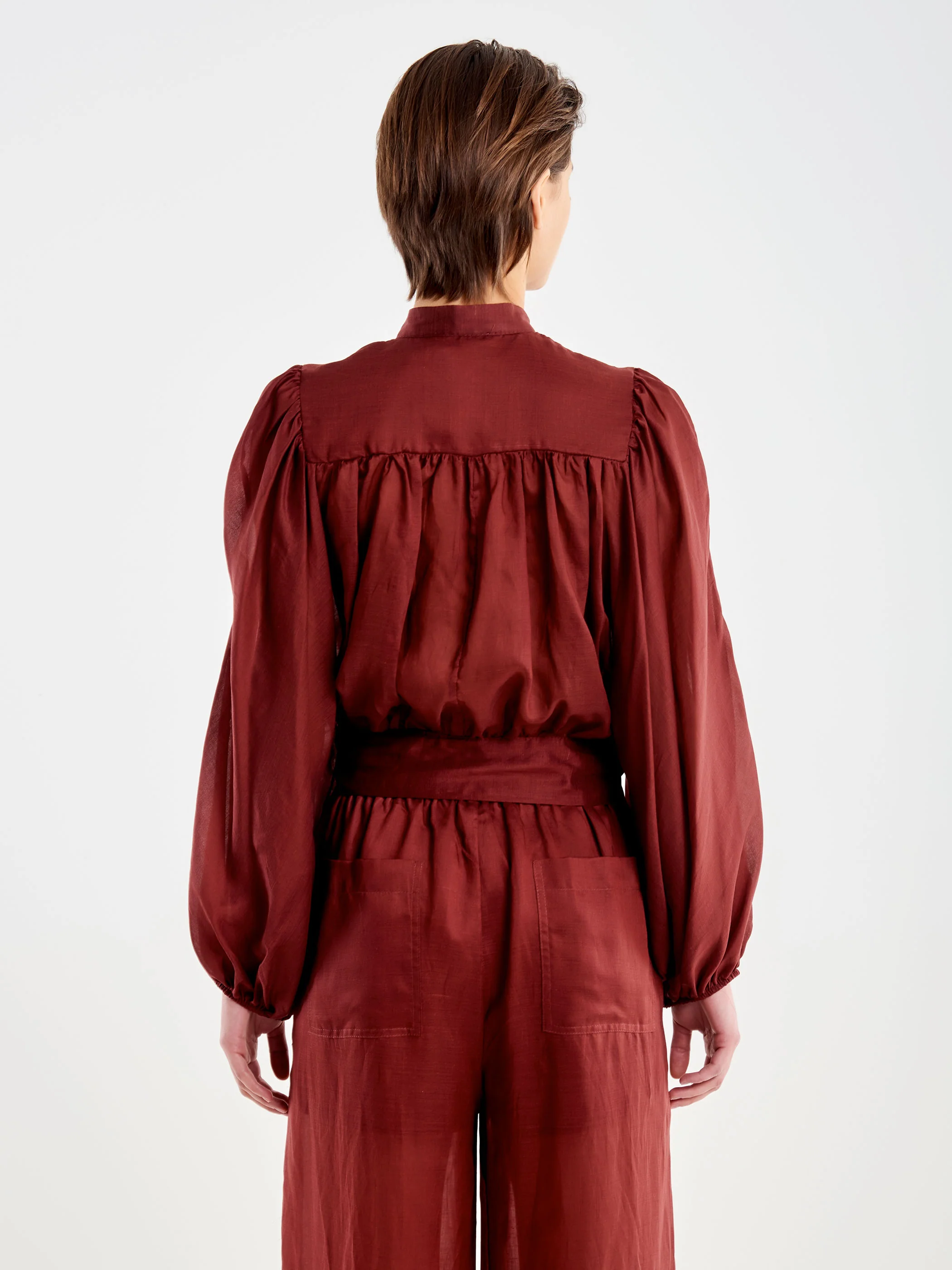 Camicia in Voile Collo alla Coreana - Image 3