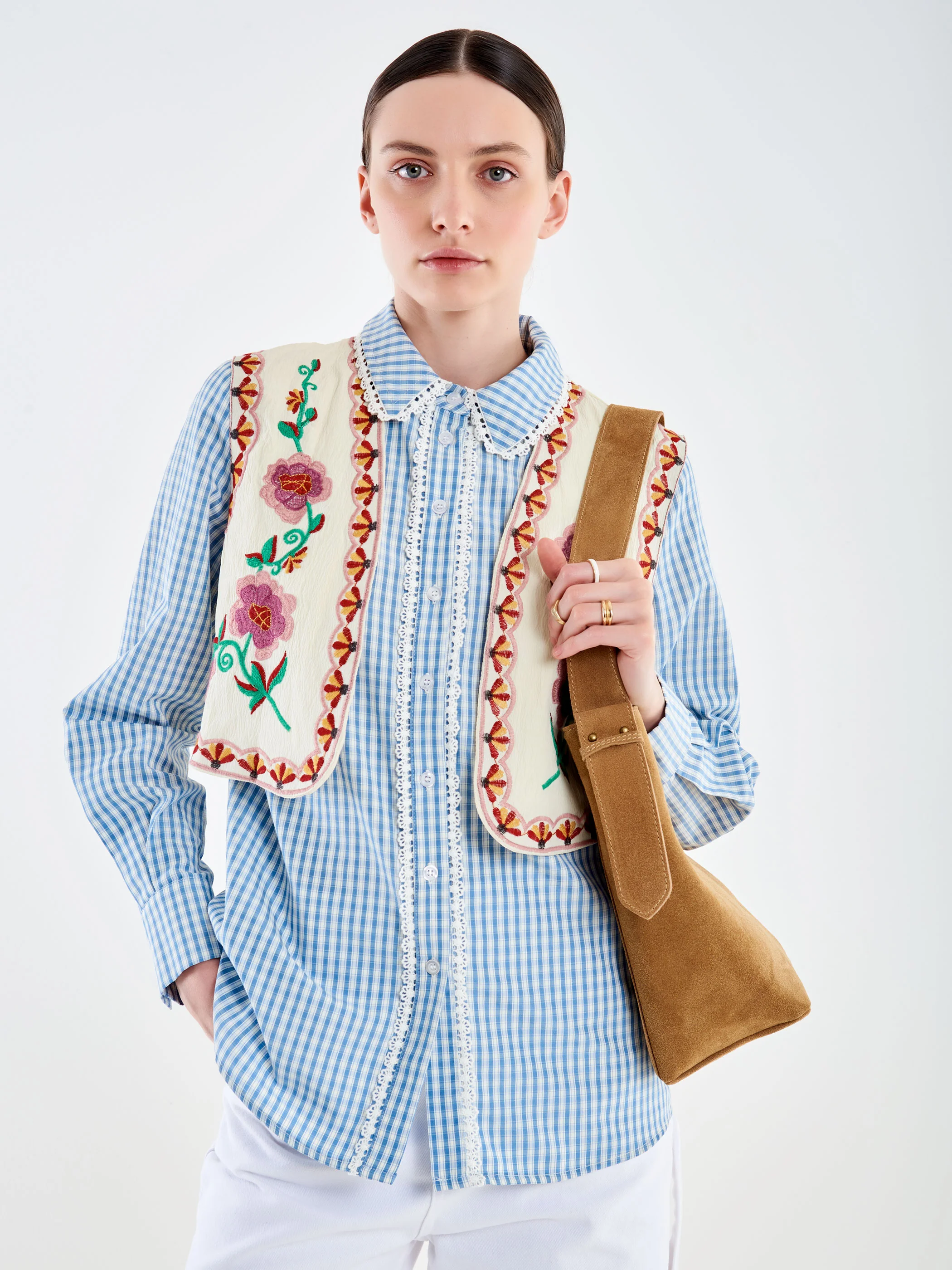 Camicia Vichy Dettagli Pizzo