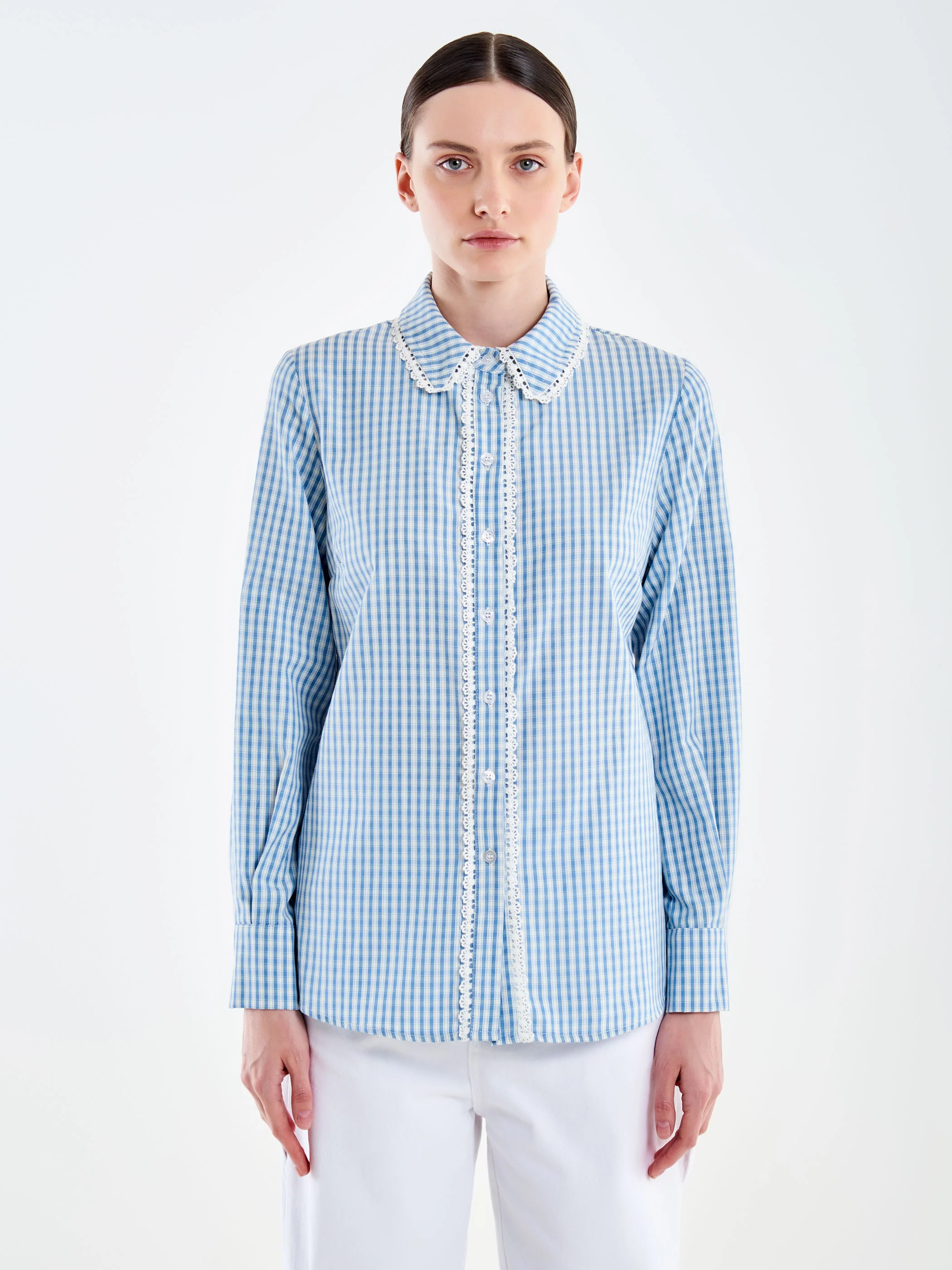Camicia Vichy Dettagli Pizzo - Image 2