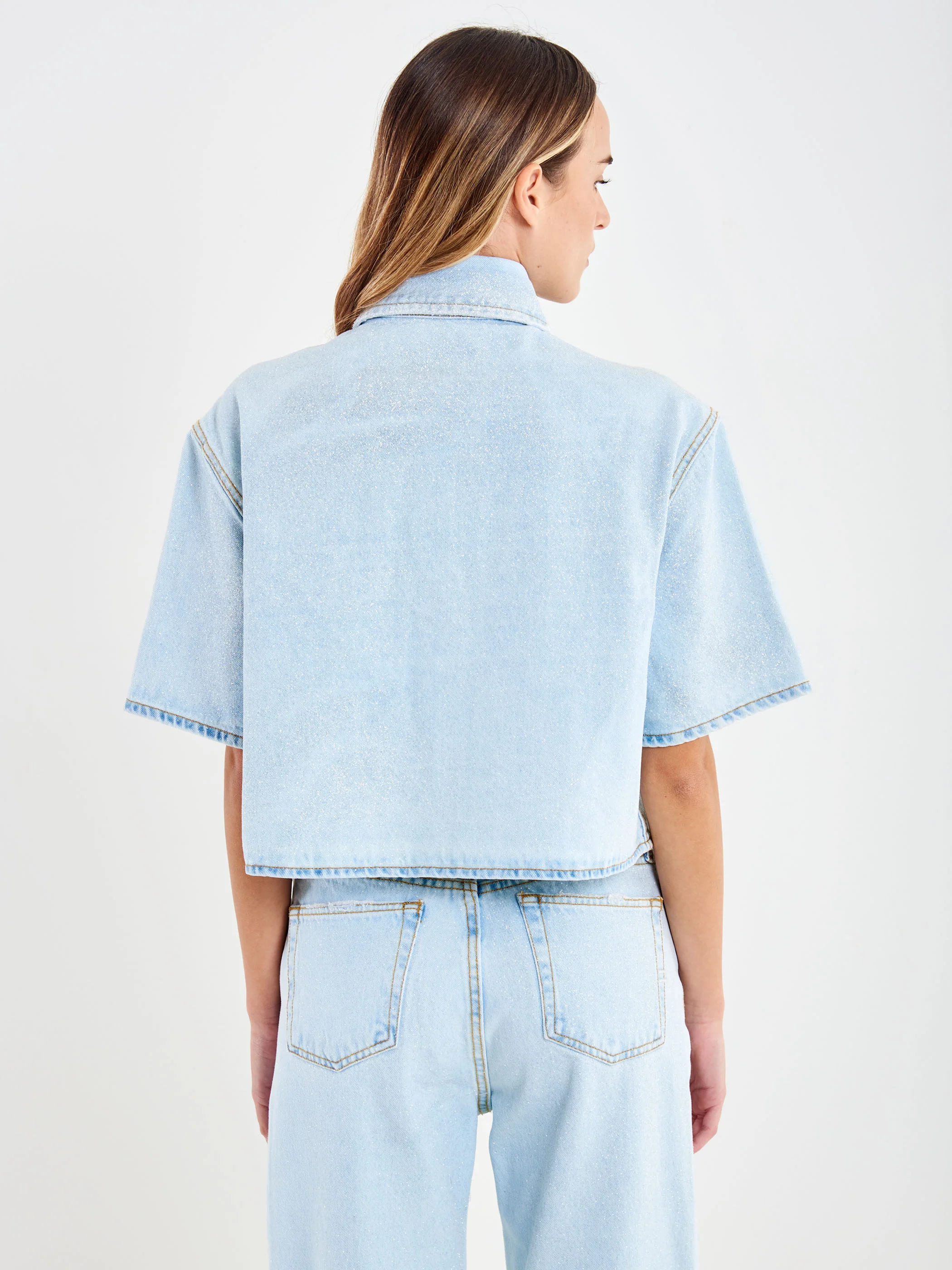 Giacca in Denim Mezza Manica Glitter - Image 3