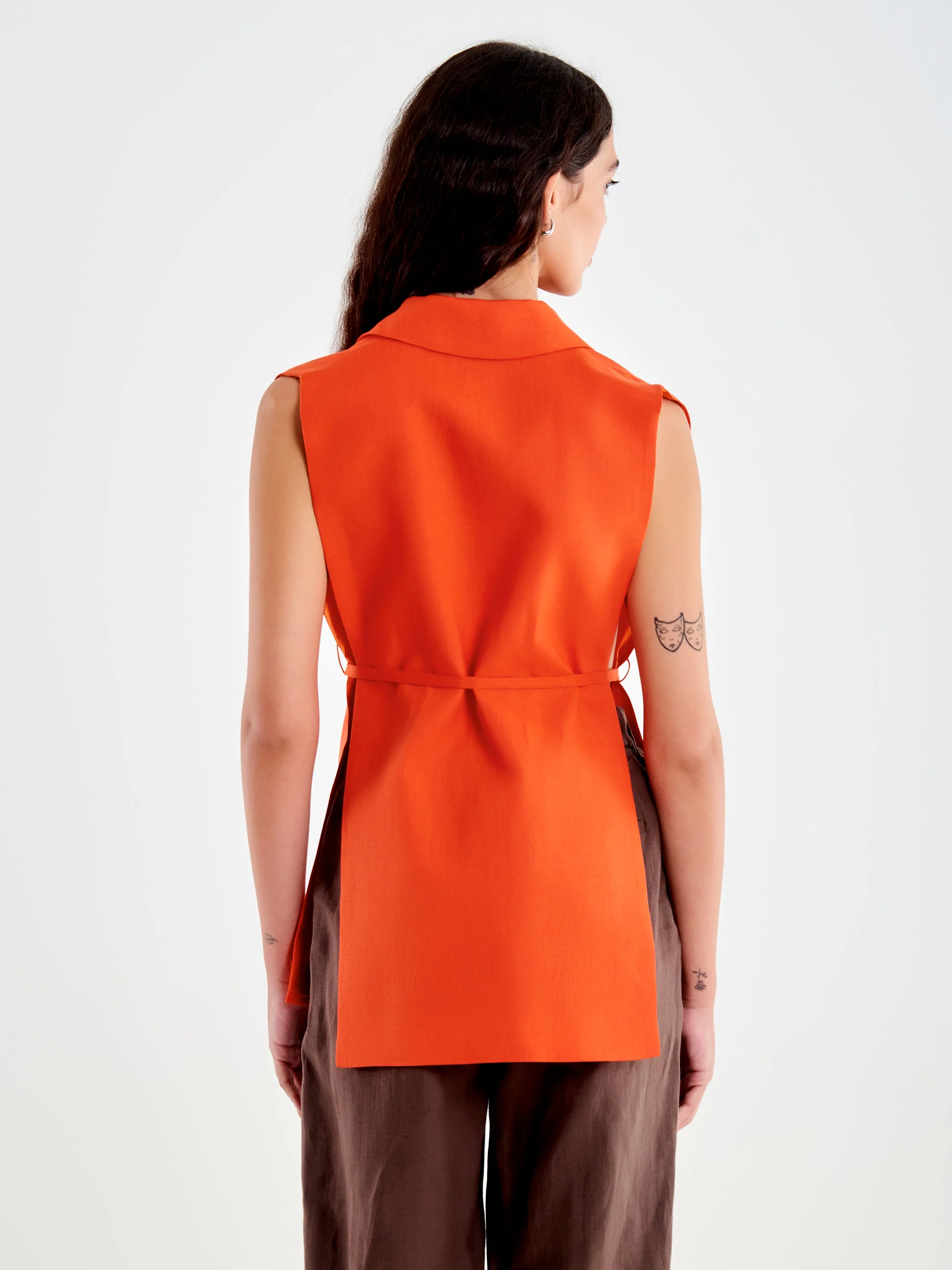 Gilet con Fianchi aperti in Lino - Image 2