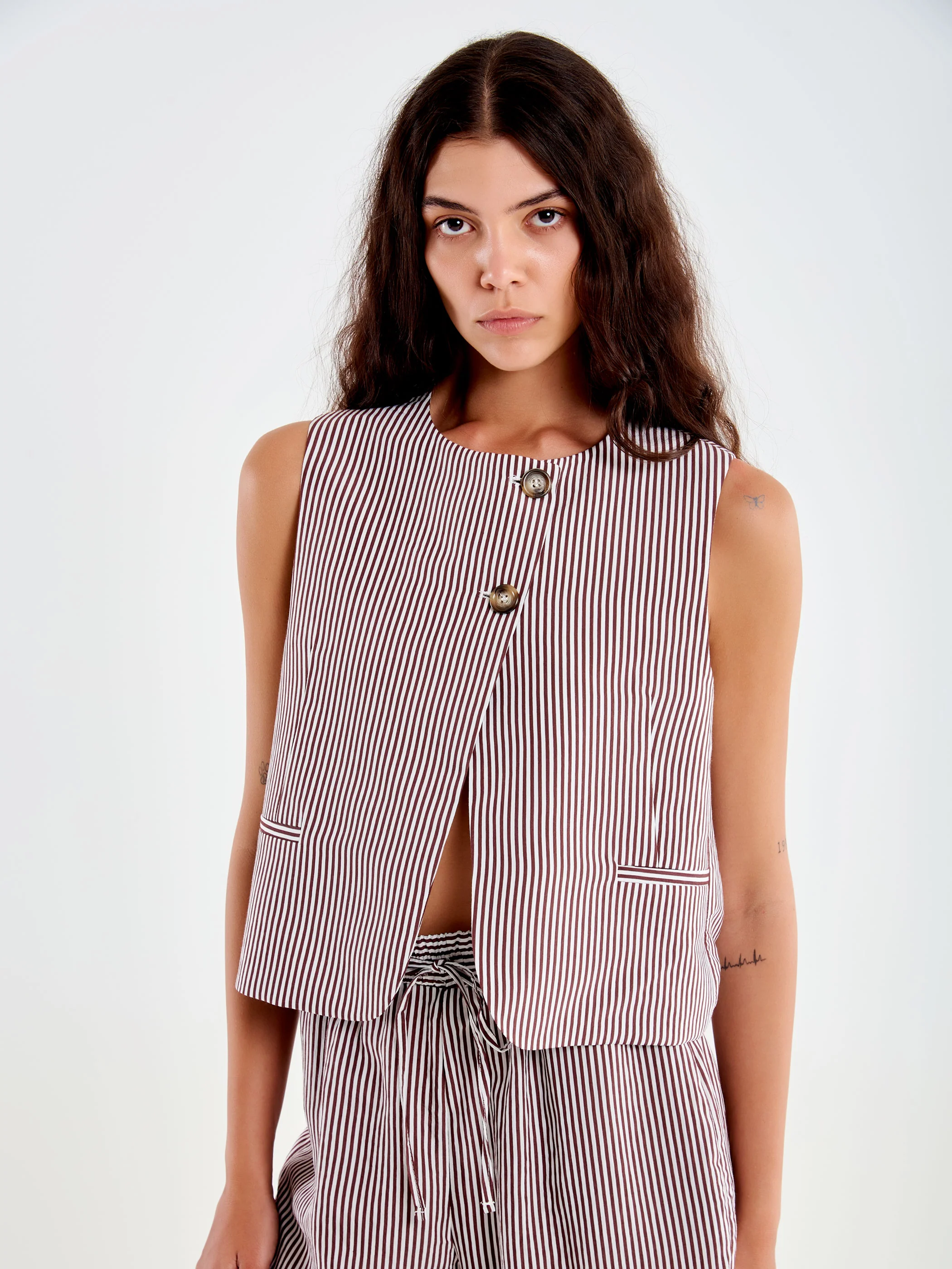 Gilet Cropped a Righe