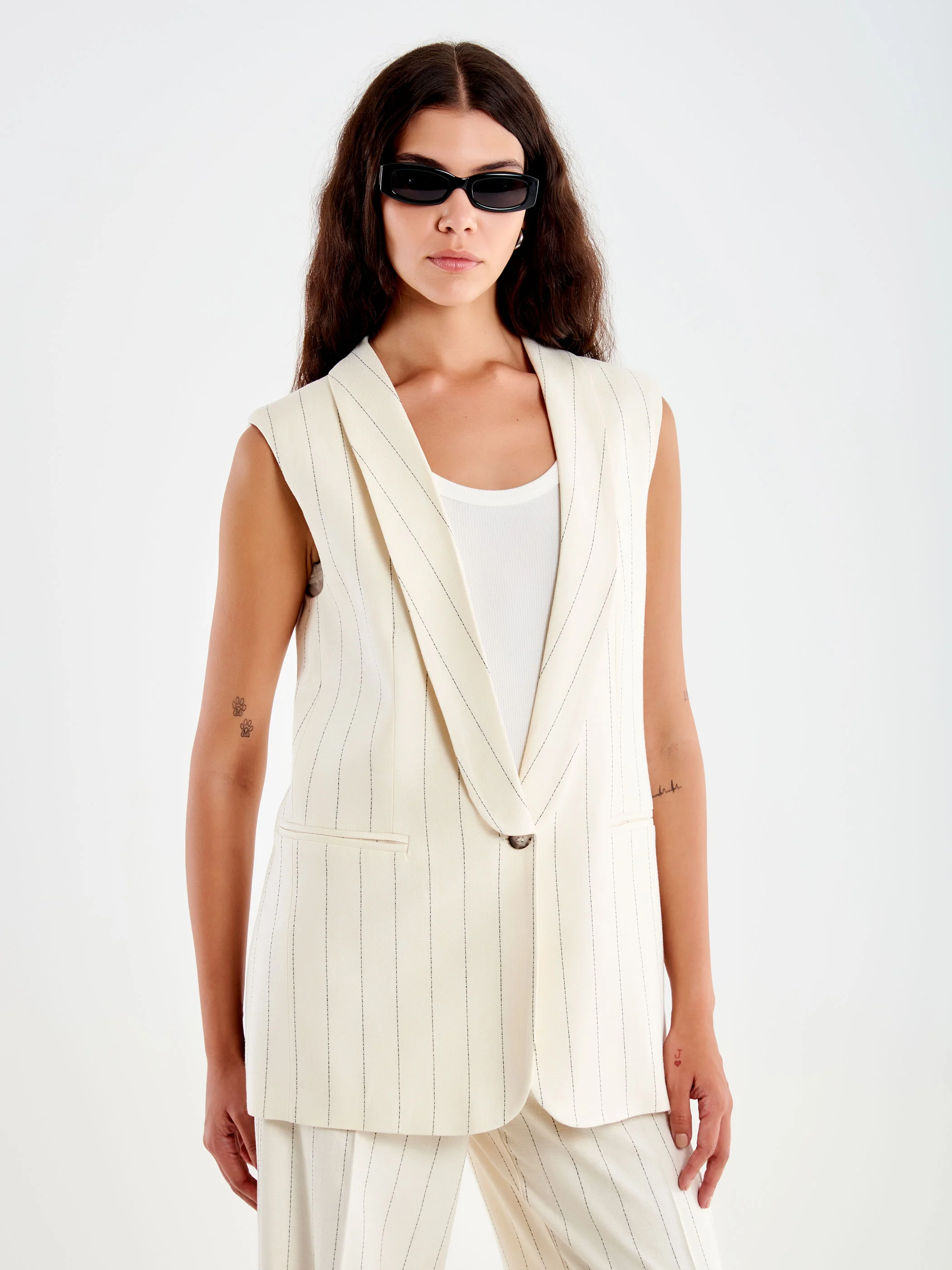 Gilet Gessato Viscosa Lino