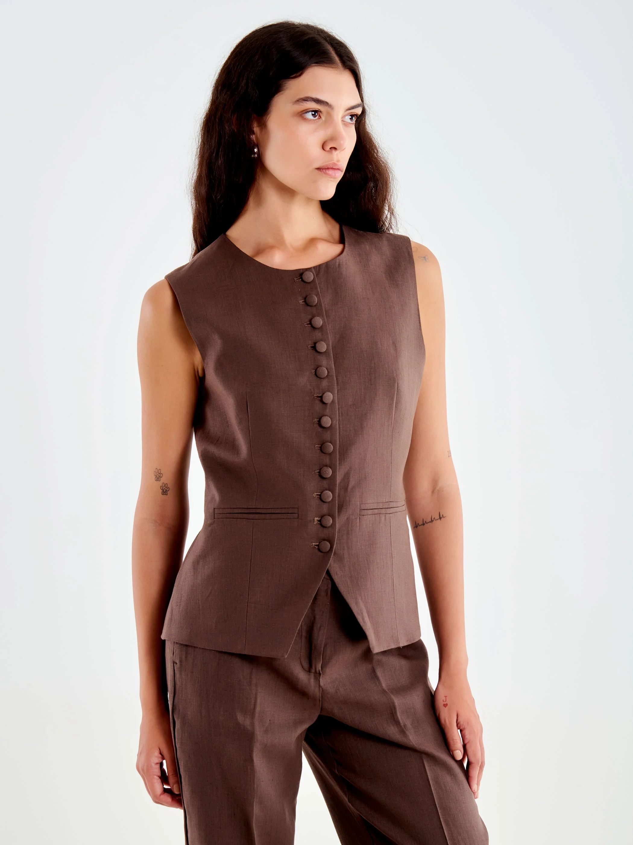 Gilet Girocollo in Lino