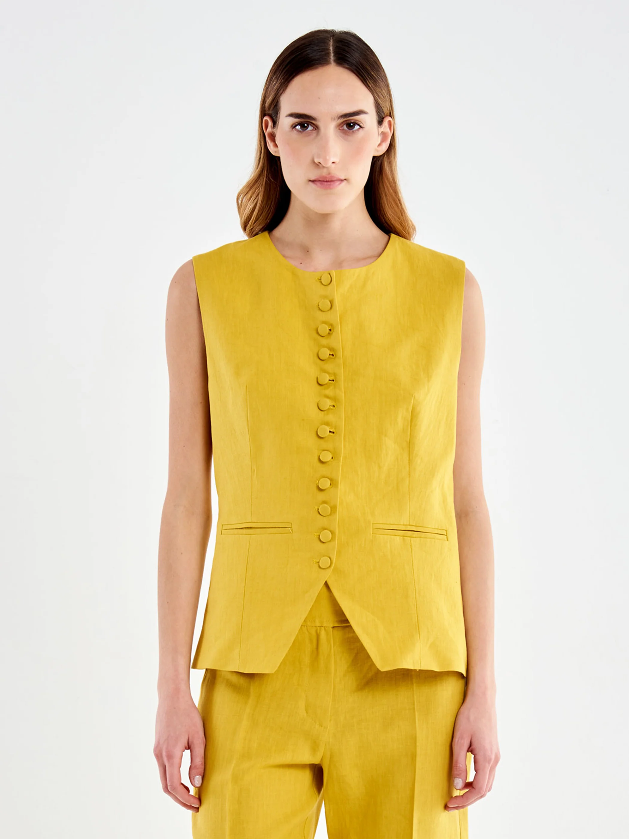 Gilet Girocollo in Lino