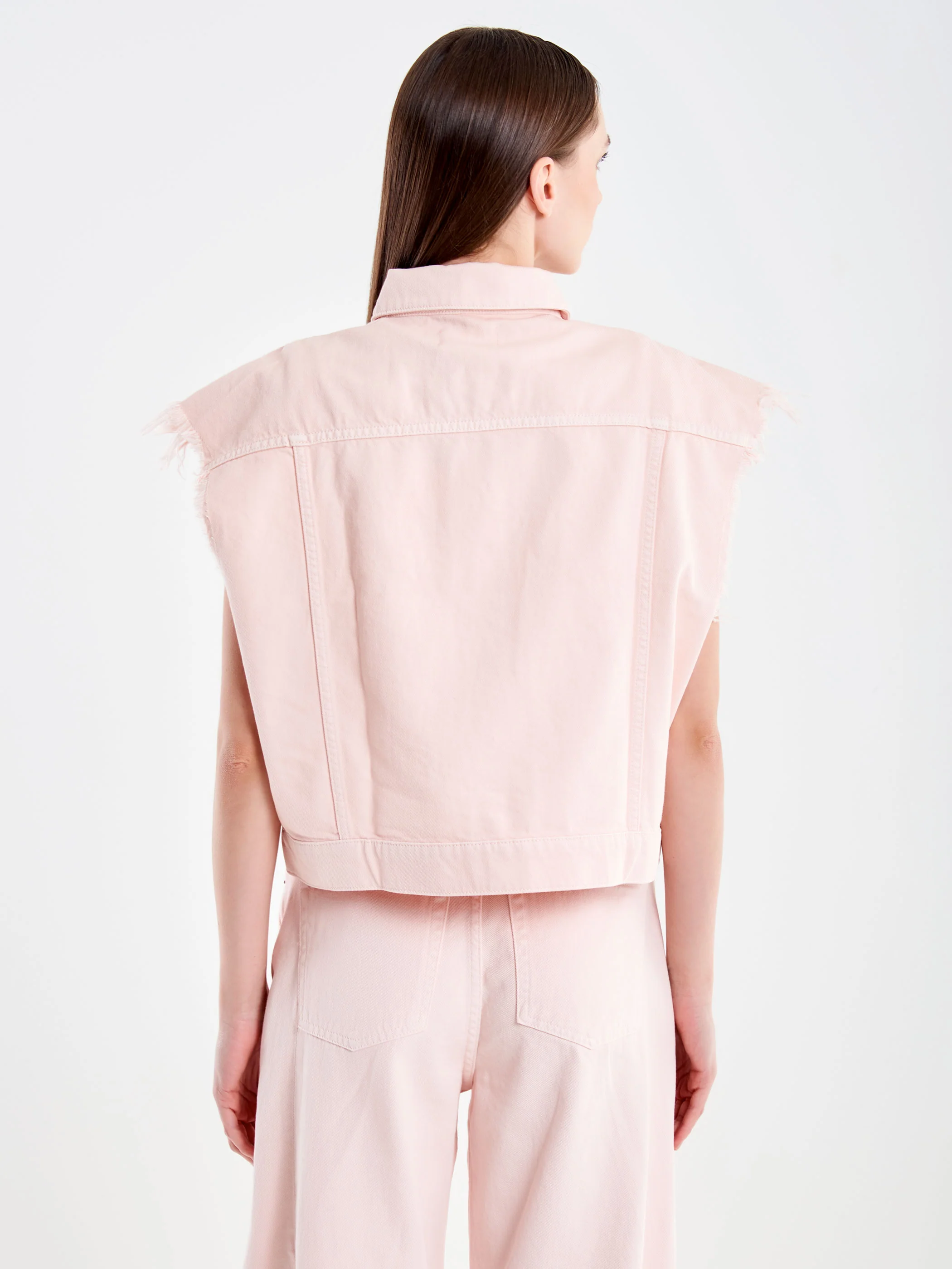 Gilet Smanicato in Denim Rosa - Image 3