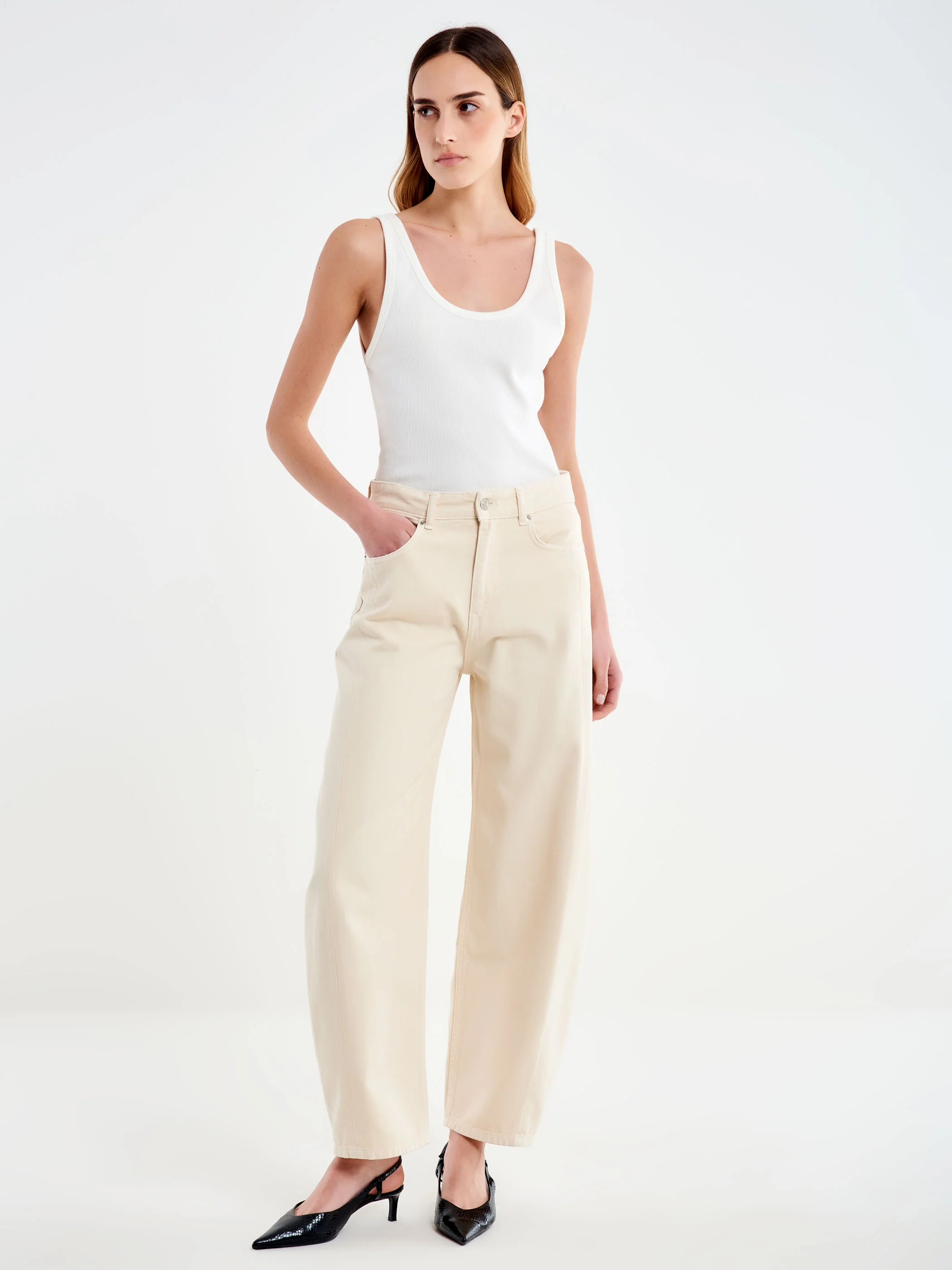 Jeans Chiara Barrel Beige
