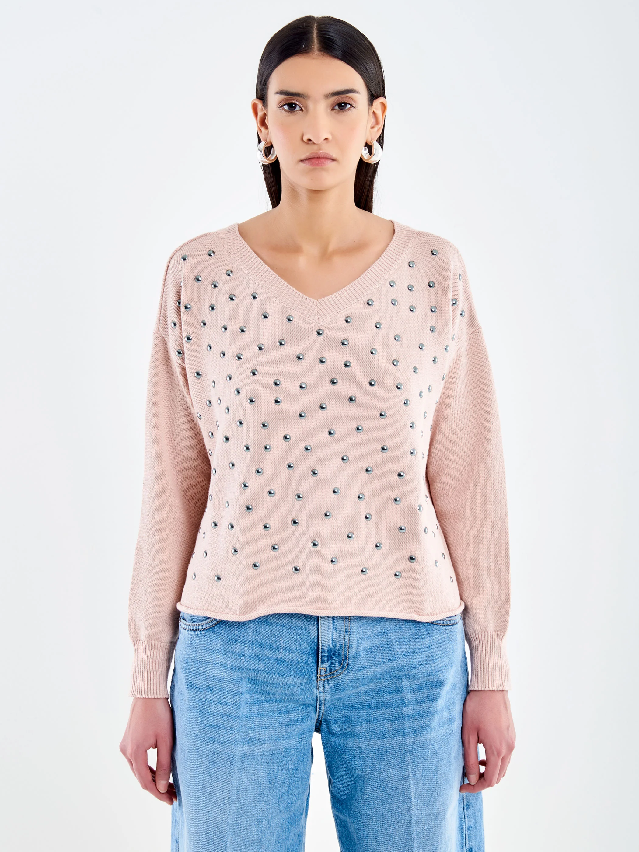 Maglia scollo a V con Borchie - Image 2