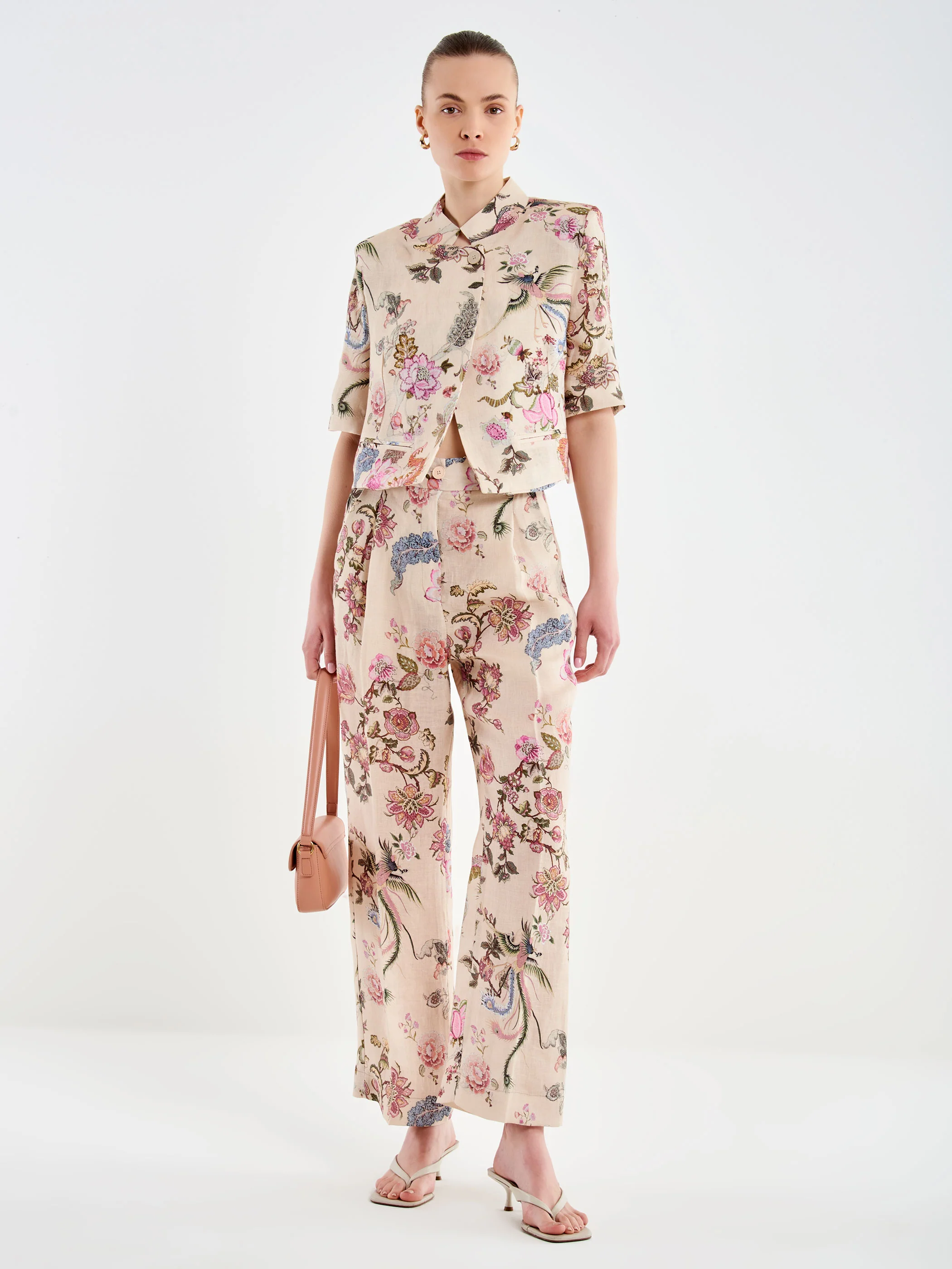 Pantalone a Fiori in Lino