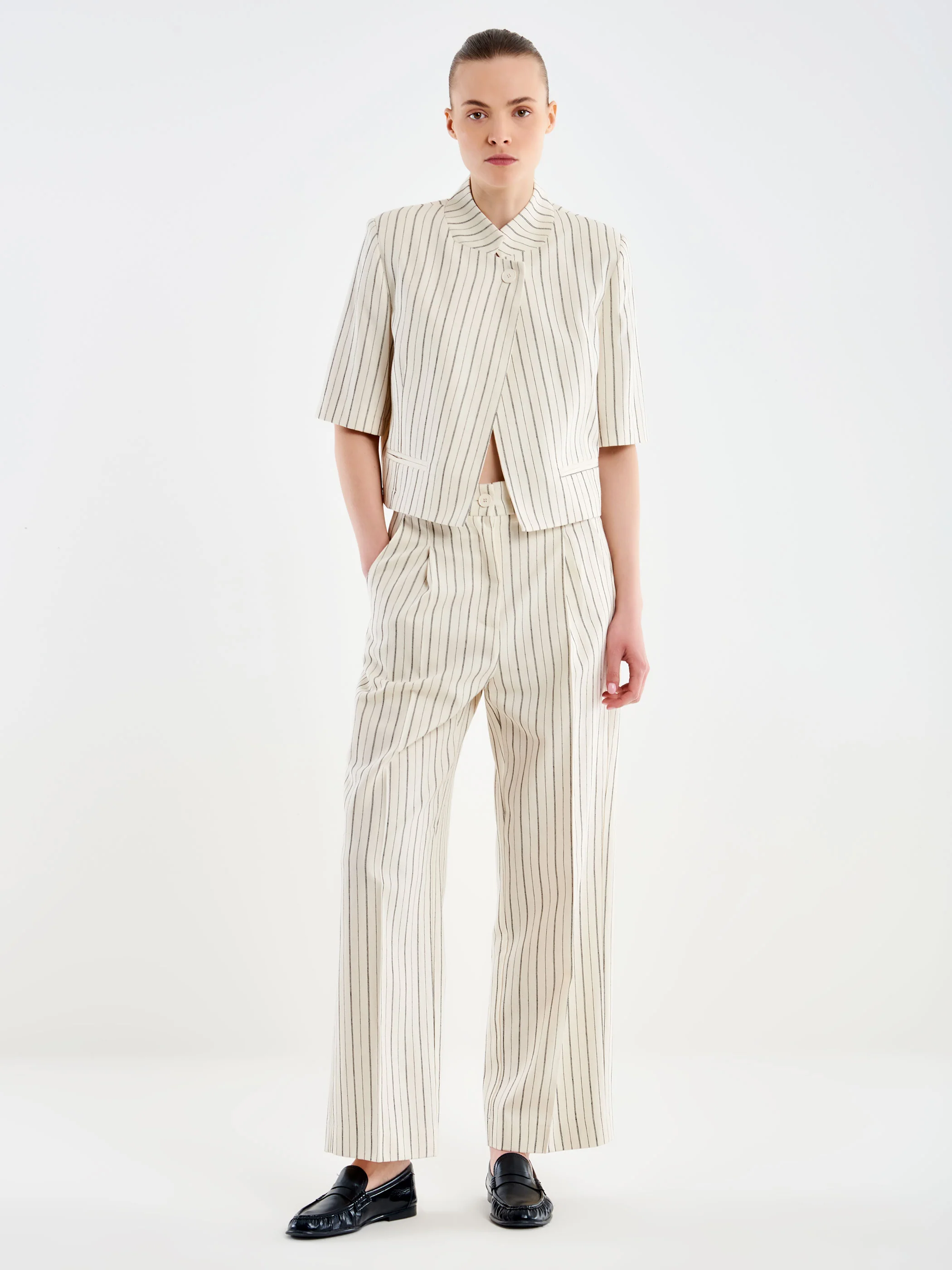 Pantalone a Righe Misto Viscosa