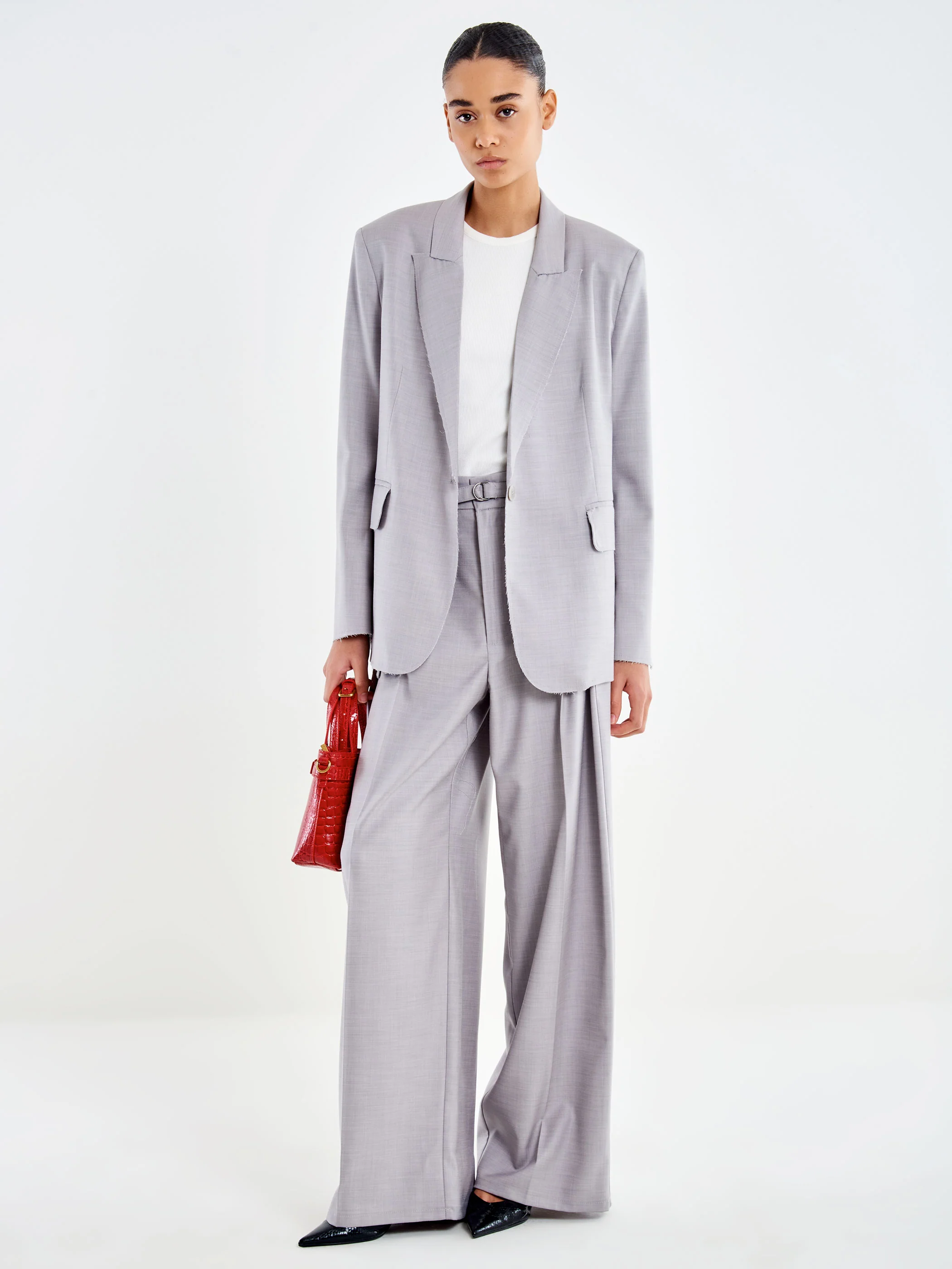 Pantalone Ampio con Cinturino Grigio