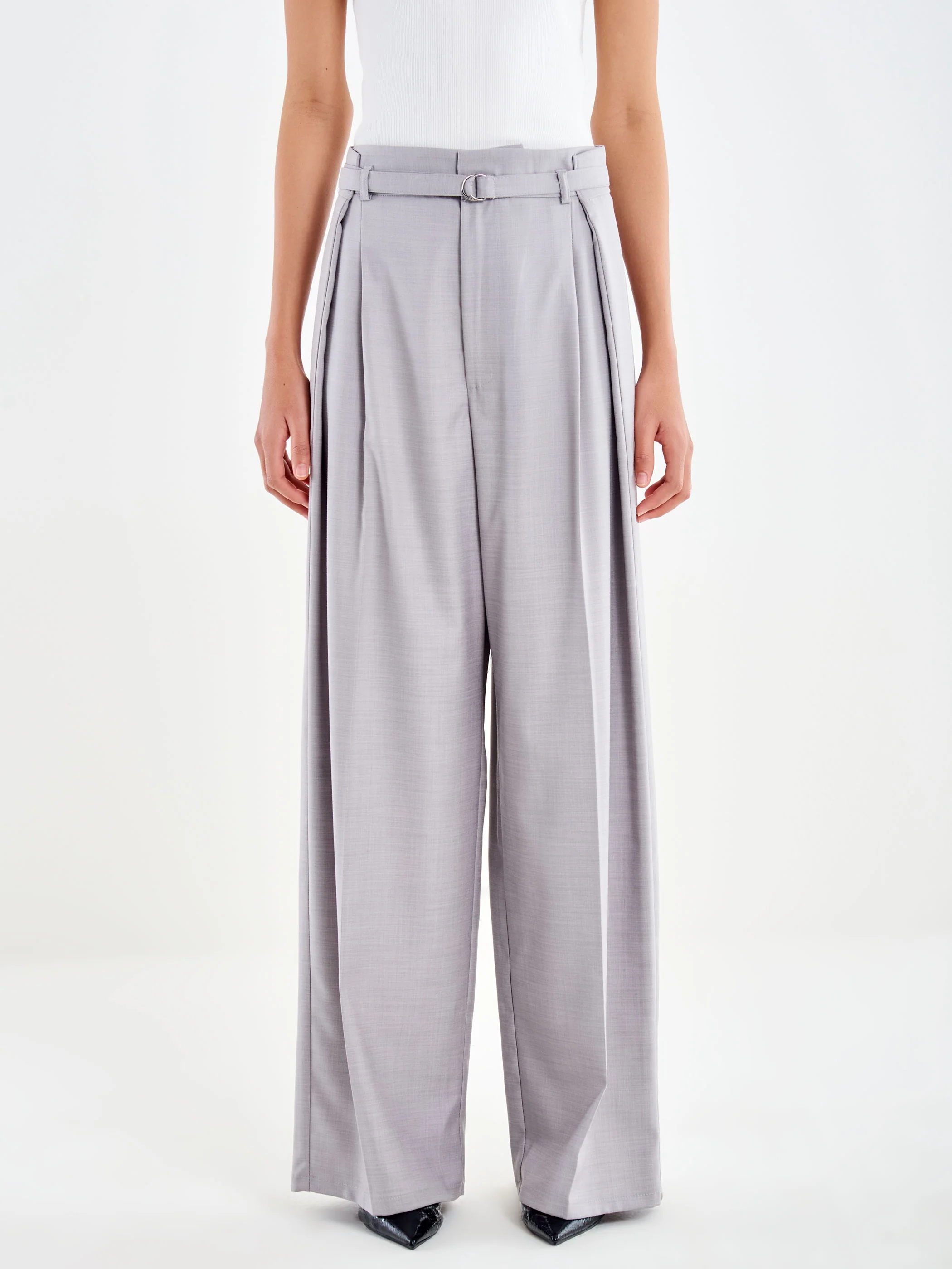 Pantalone Ampio con Cinturino Grigio - Image 2