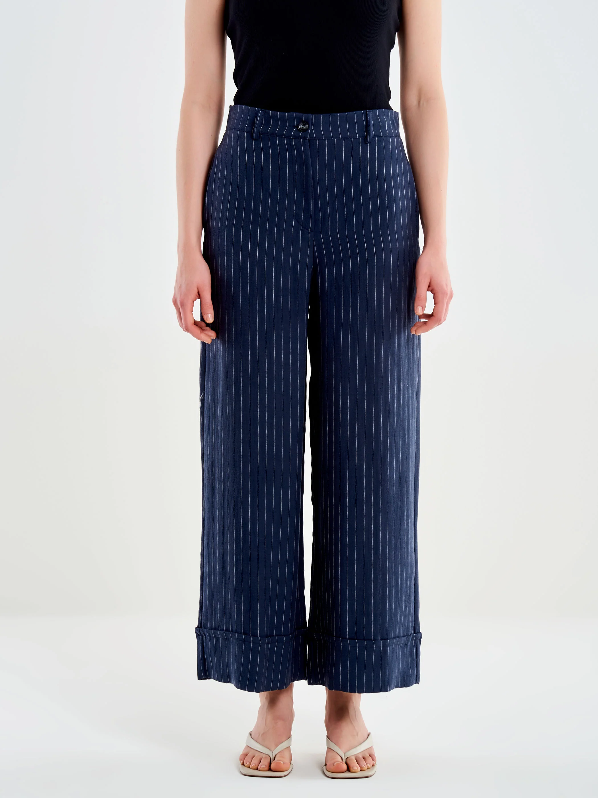 Pantalone Gessato Risvolto sul Fondo - Image 2