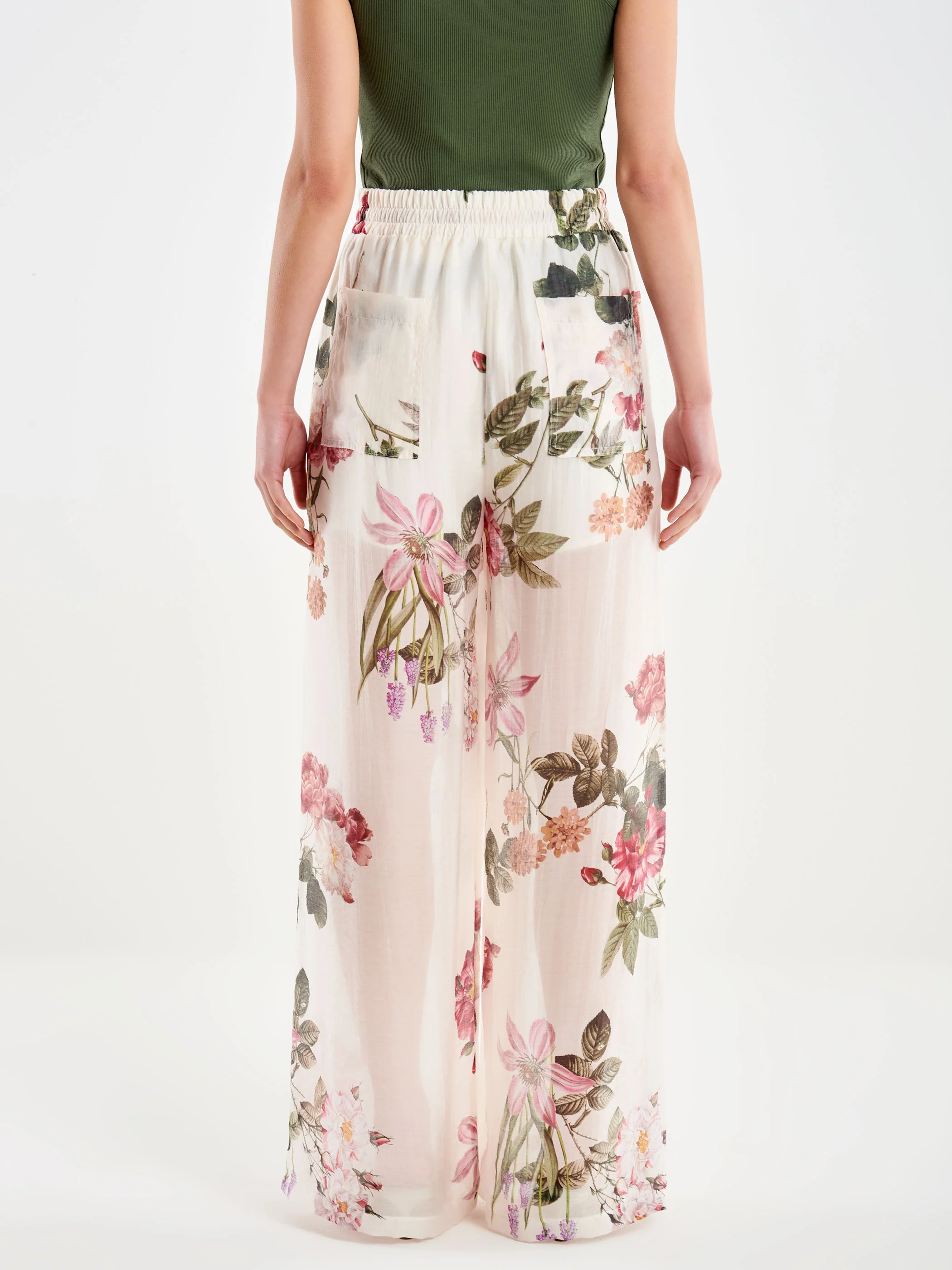 Pantalone in Voile Extra Lungo a Fiori - Image 3