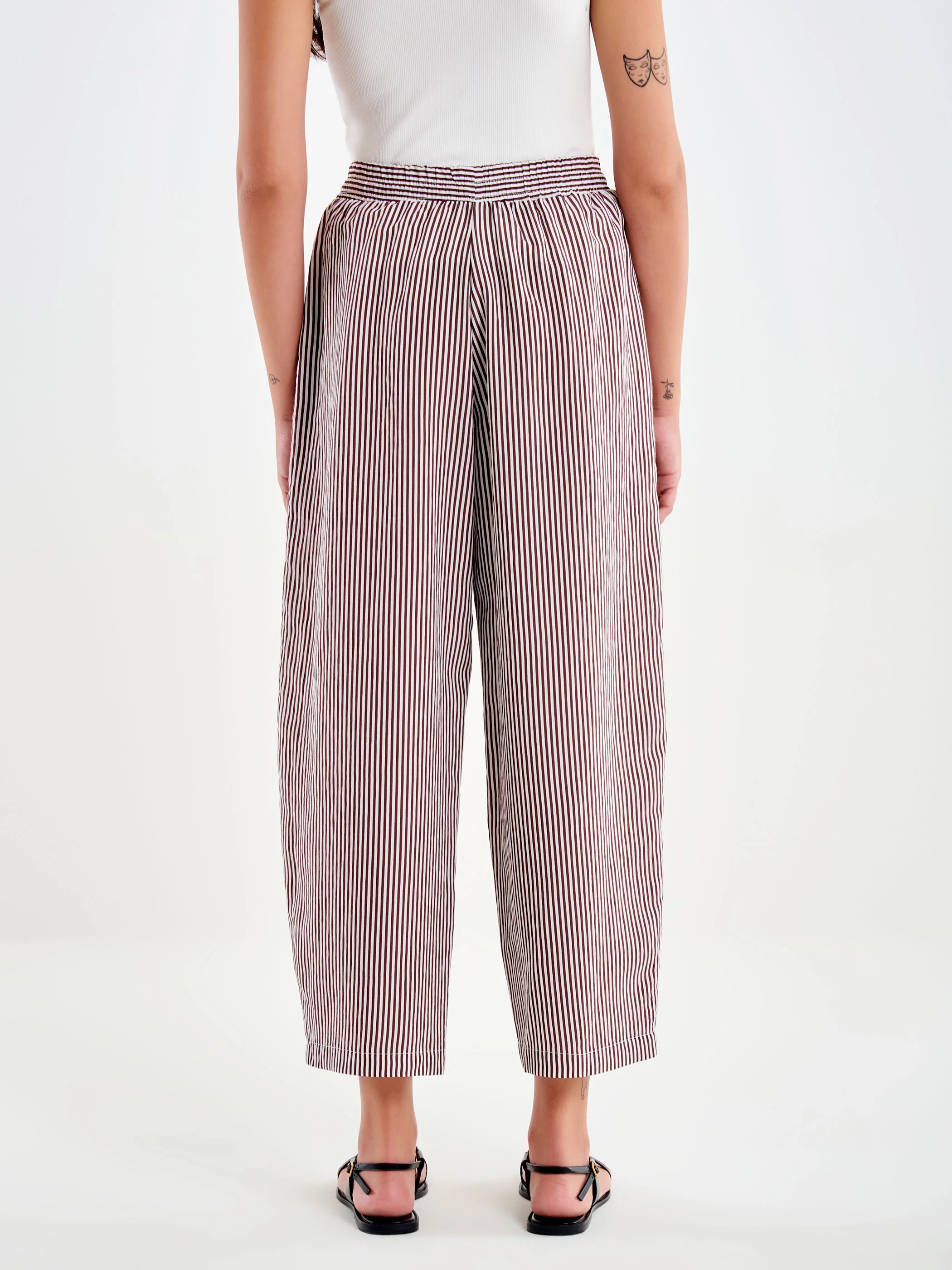 Pantaloni Carrot a Righe in Popeline - Image 3