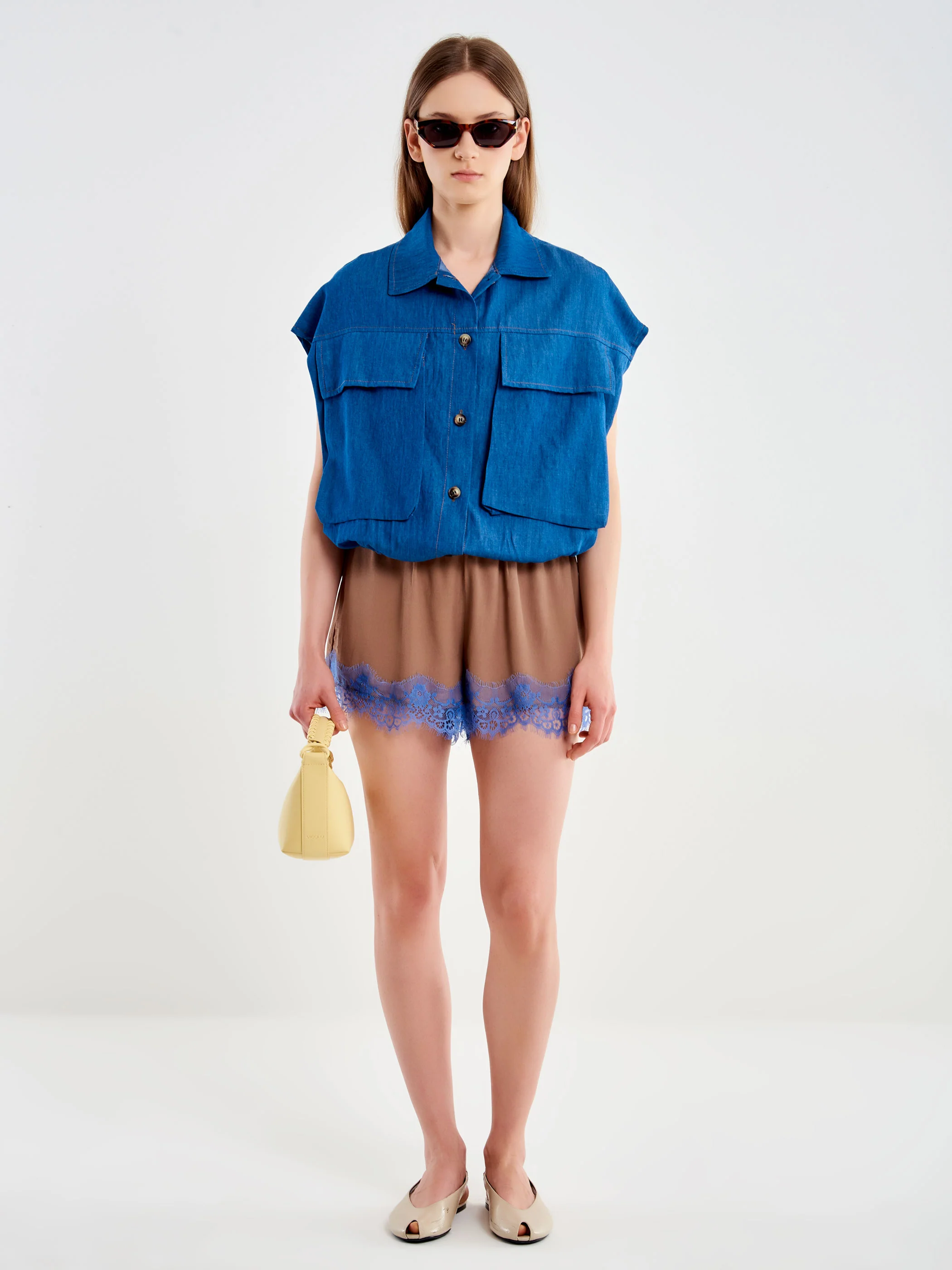 Shorts Satin con Pizzo