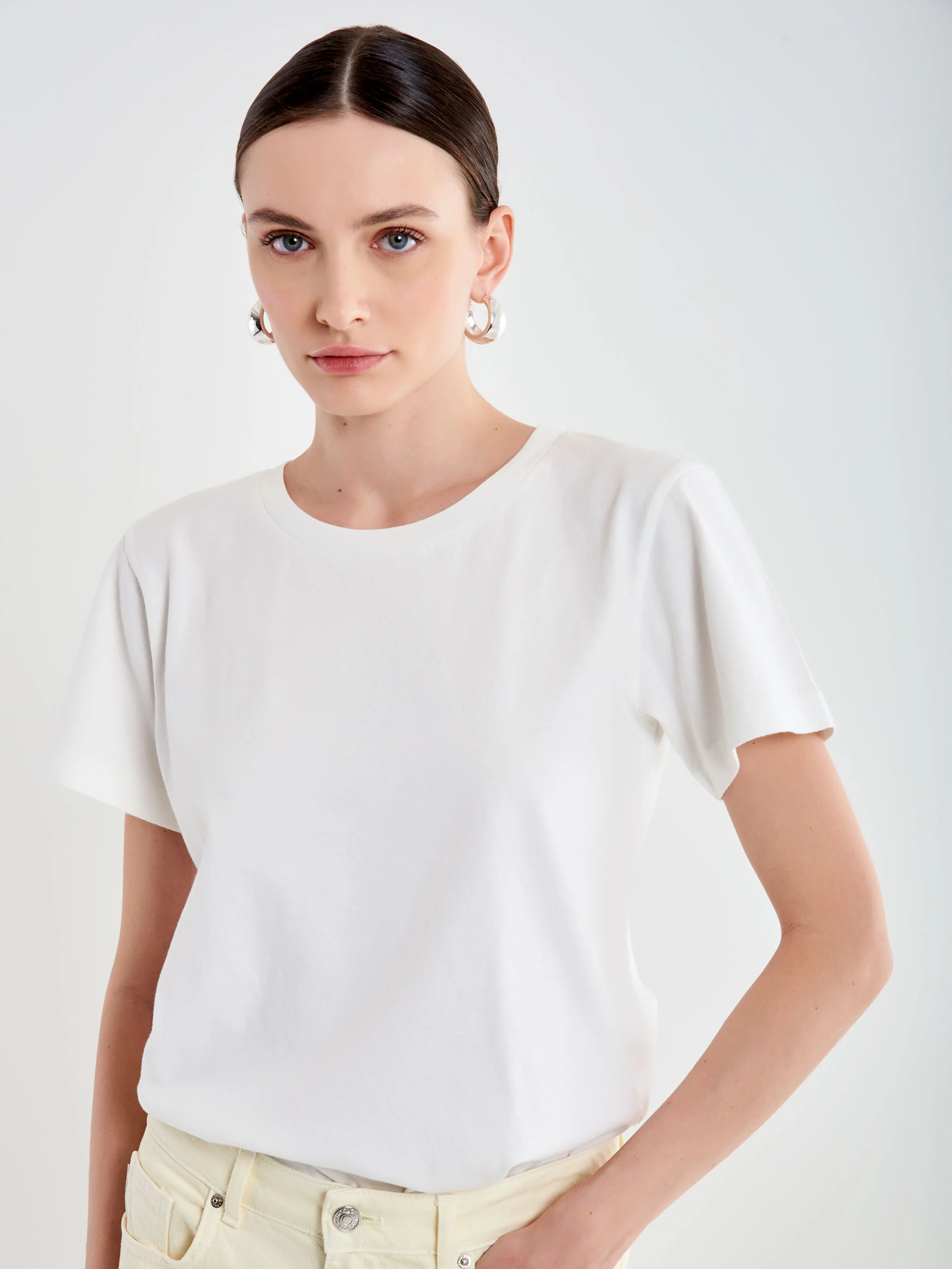 T-shirt Basic Collo a Costine