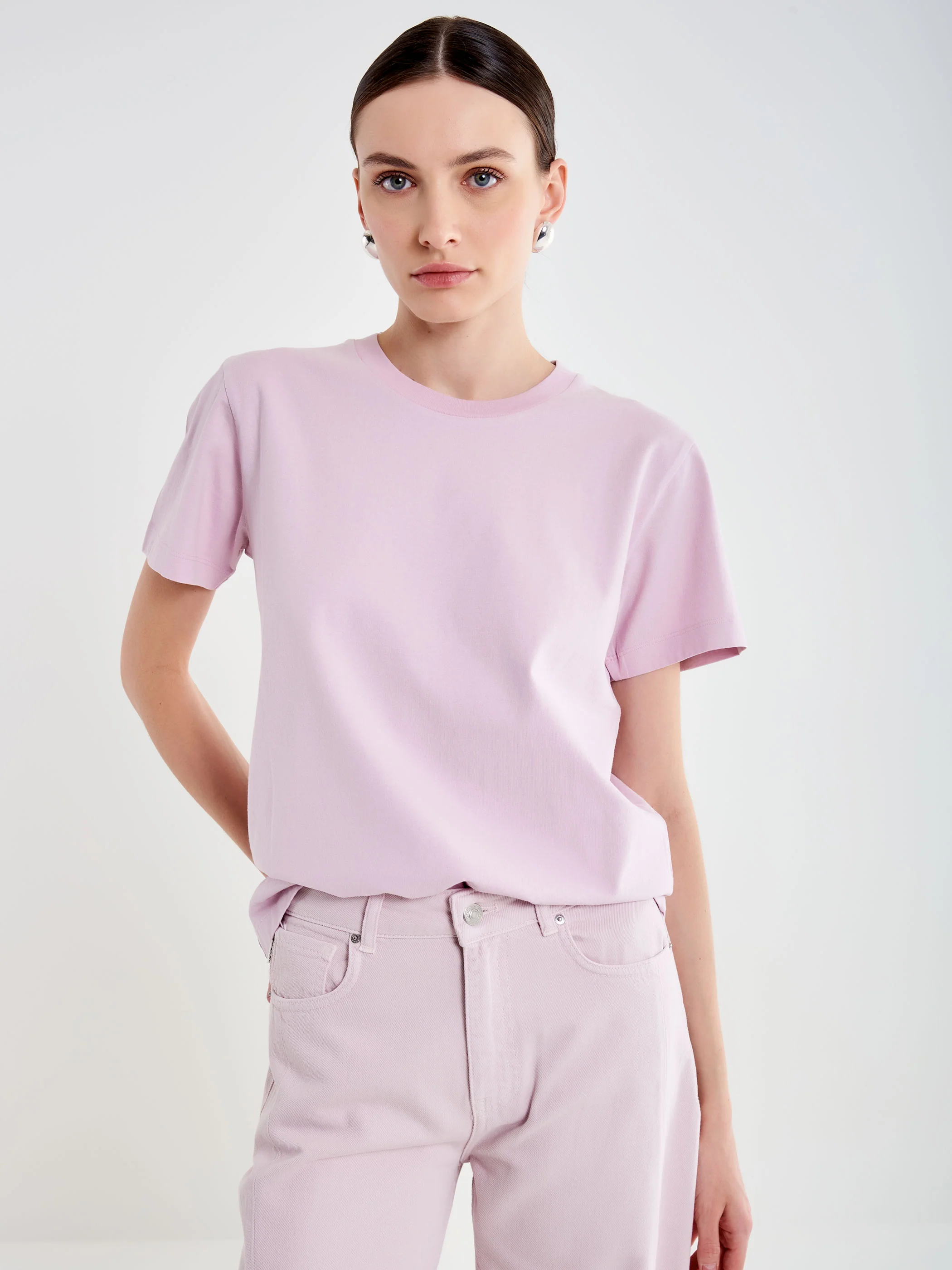T-shirt Basic Collo a Costine