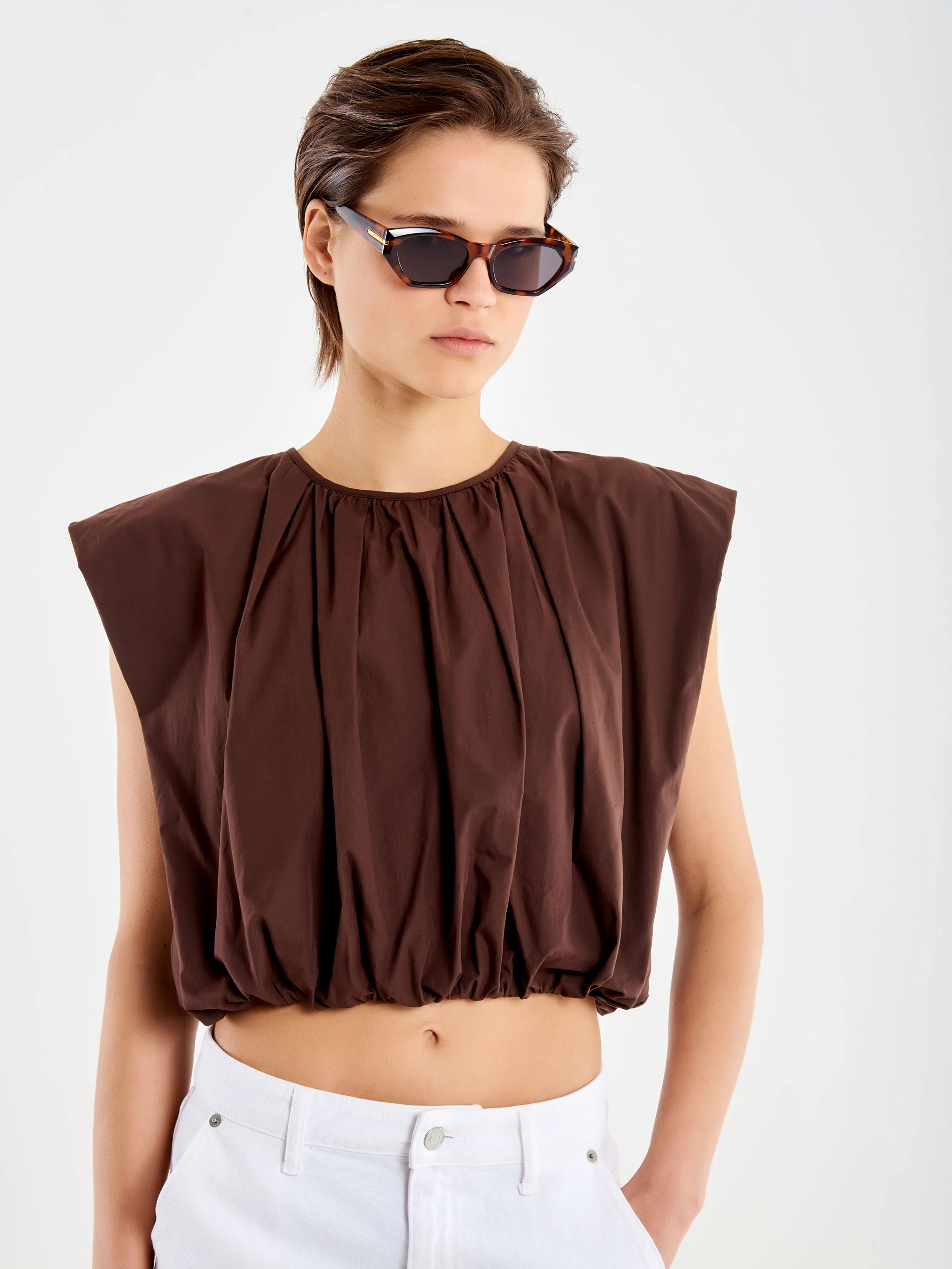 Top in cotone con Arricci