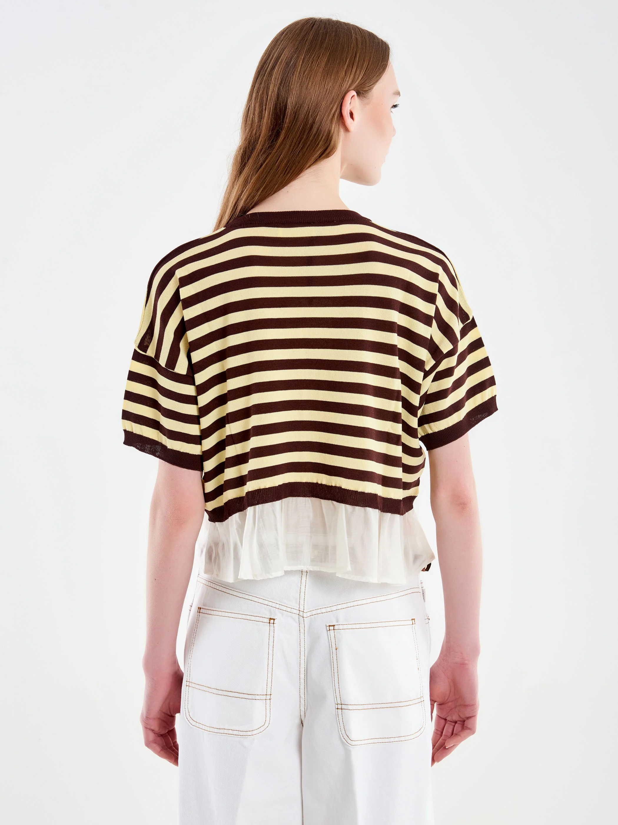 Top in Maglia con Balza in Tessuto - Image 3