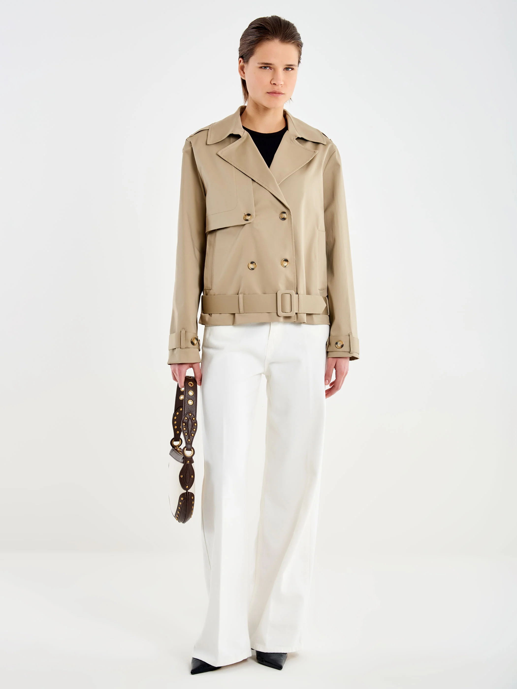 Trench Corto in Cotone con Cintura