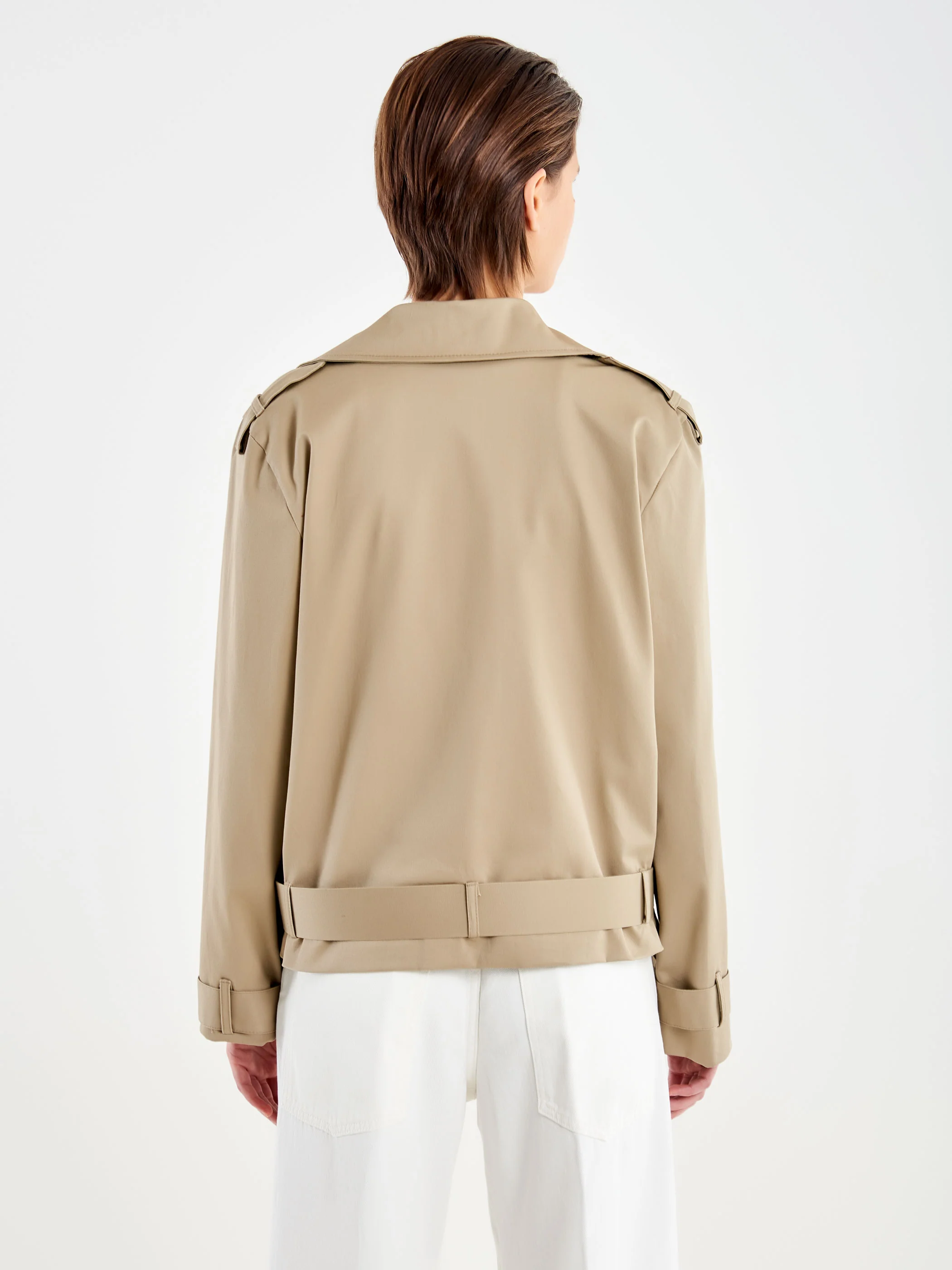 Trench Corto in Cotone con Cintura - Image 3